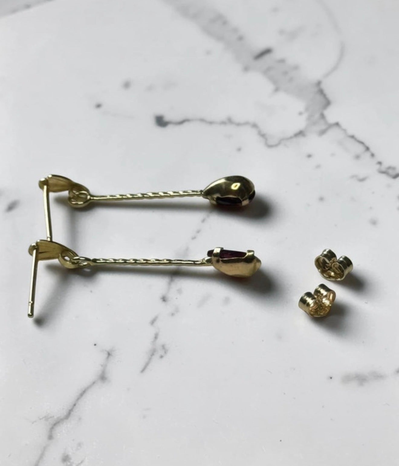 Eye-catching Rhodolite Garnet Gold Drop Earrings