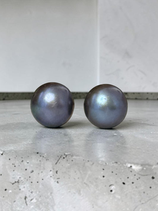 Peacock Pearl 10k Gold Earring Studs