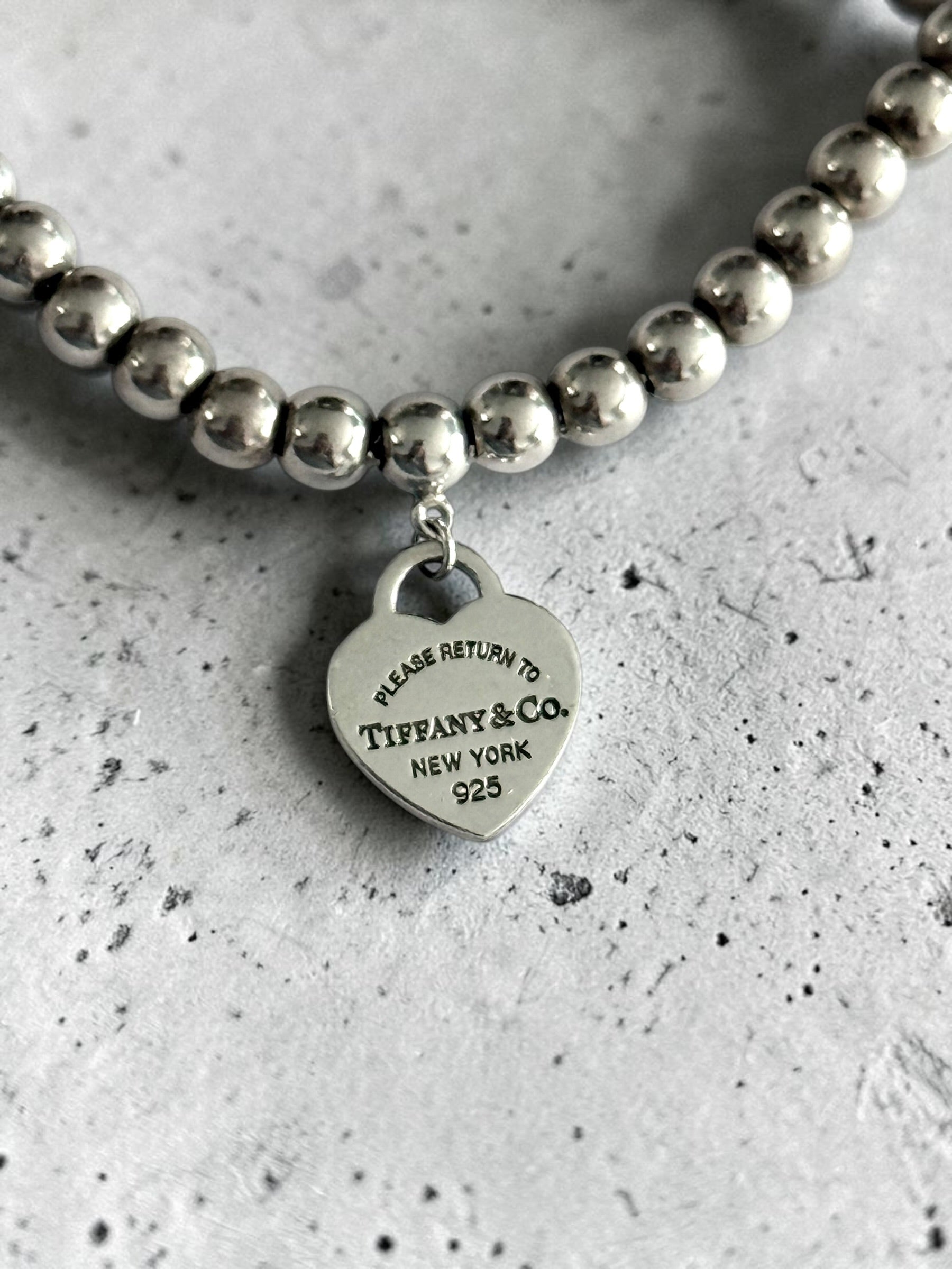 Tiffany & Co Heart Bead Bracelet Return To Tiffany Medium 7"