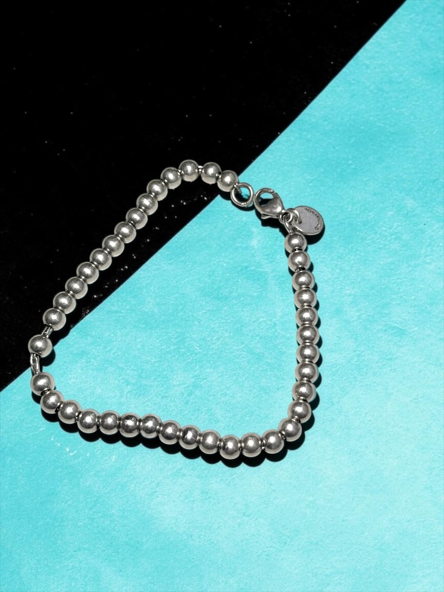 Tiffany & Co Plain Bead Bracelet 925 Silver Small 6.5"
