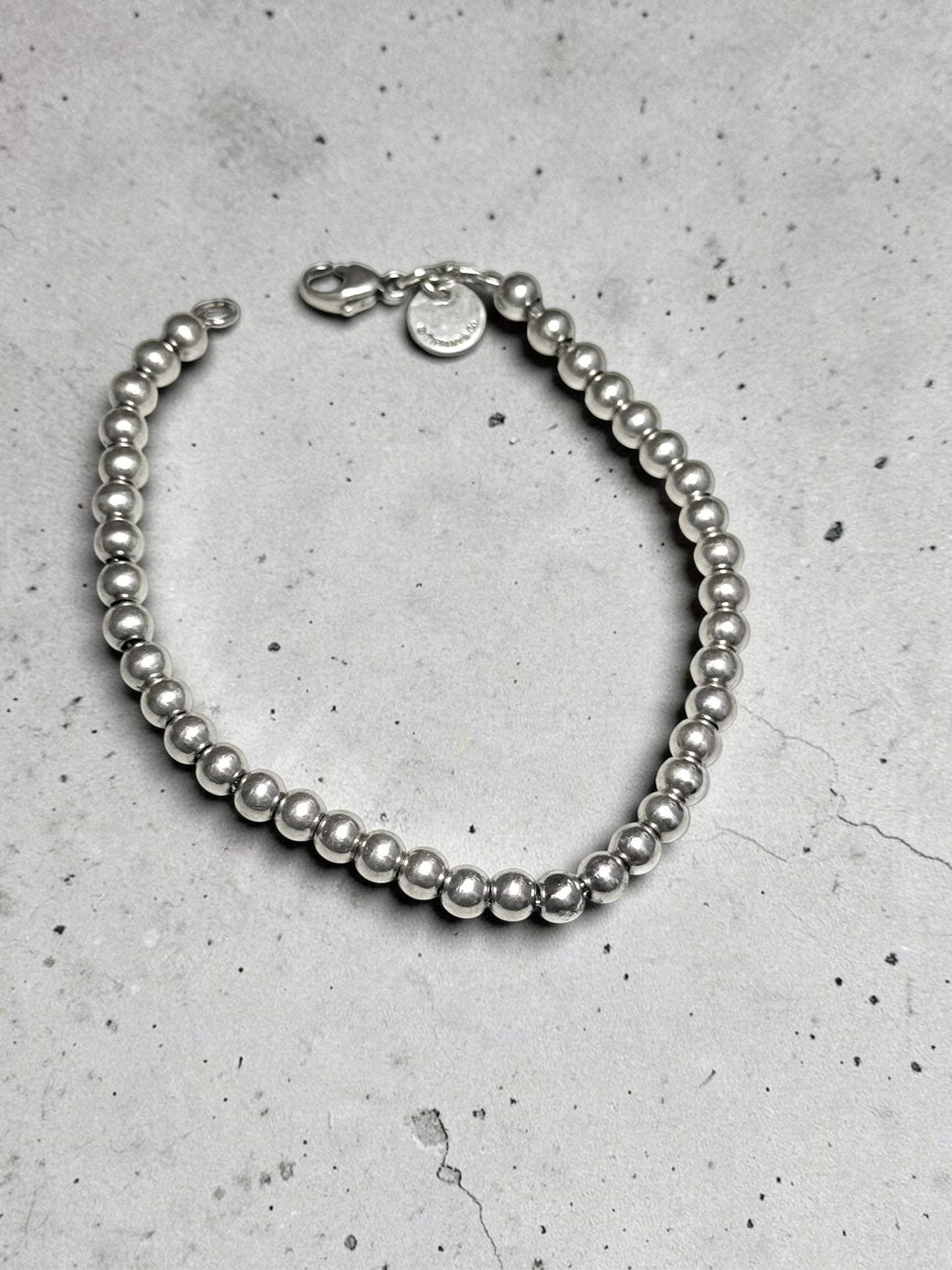 Tiffany & Co Plain Bead Bracelet 925 Silver Small 6.5"