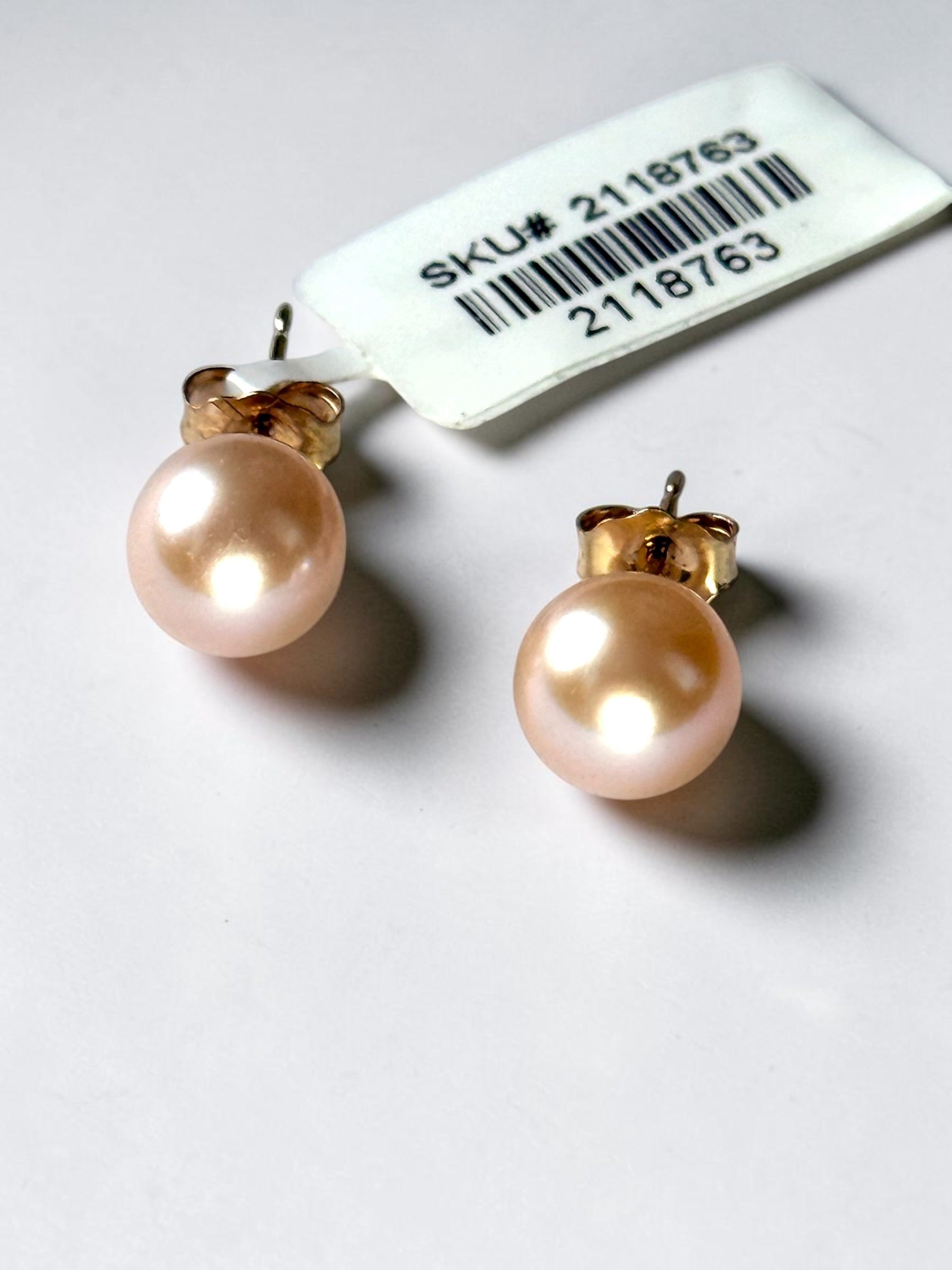 Cultured Pearl 14ct Gold Studs 7.8mm