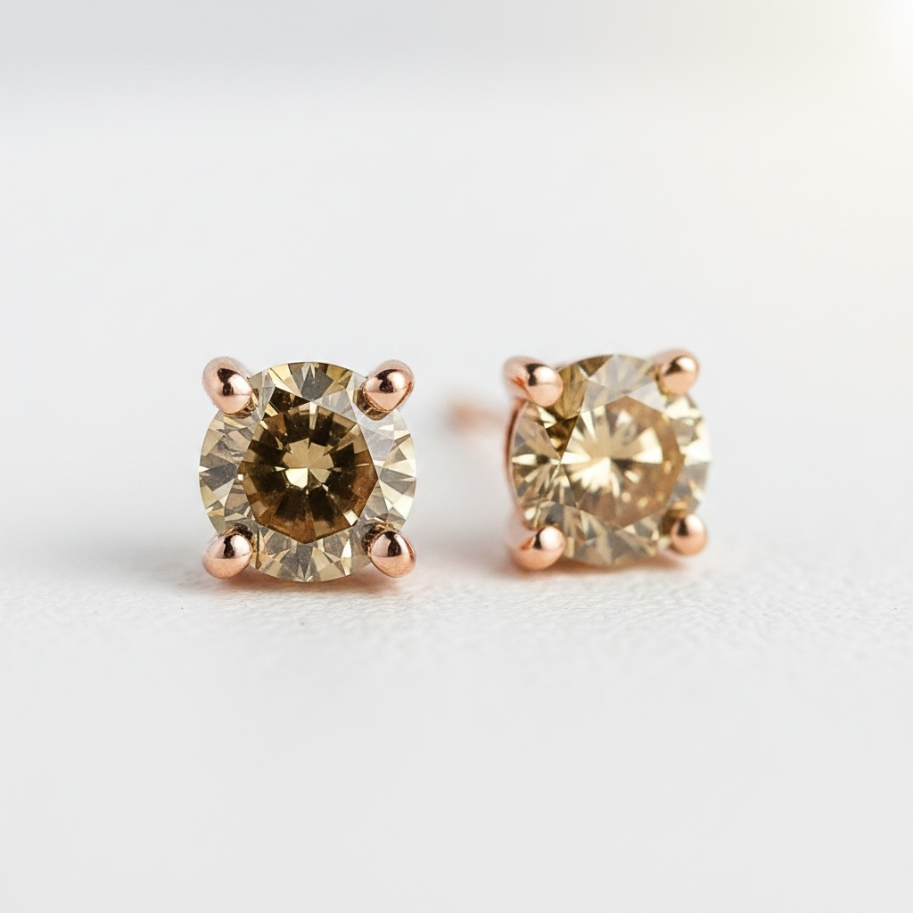 0.2ct Champagne Diamond 9K Rose Gold Earring Studs