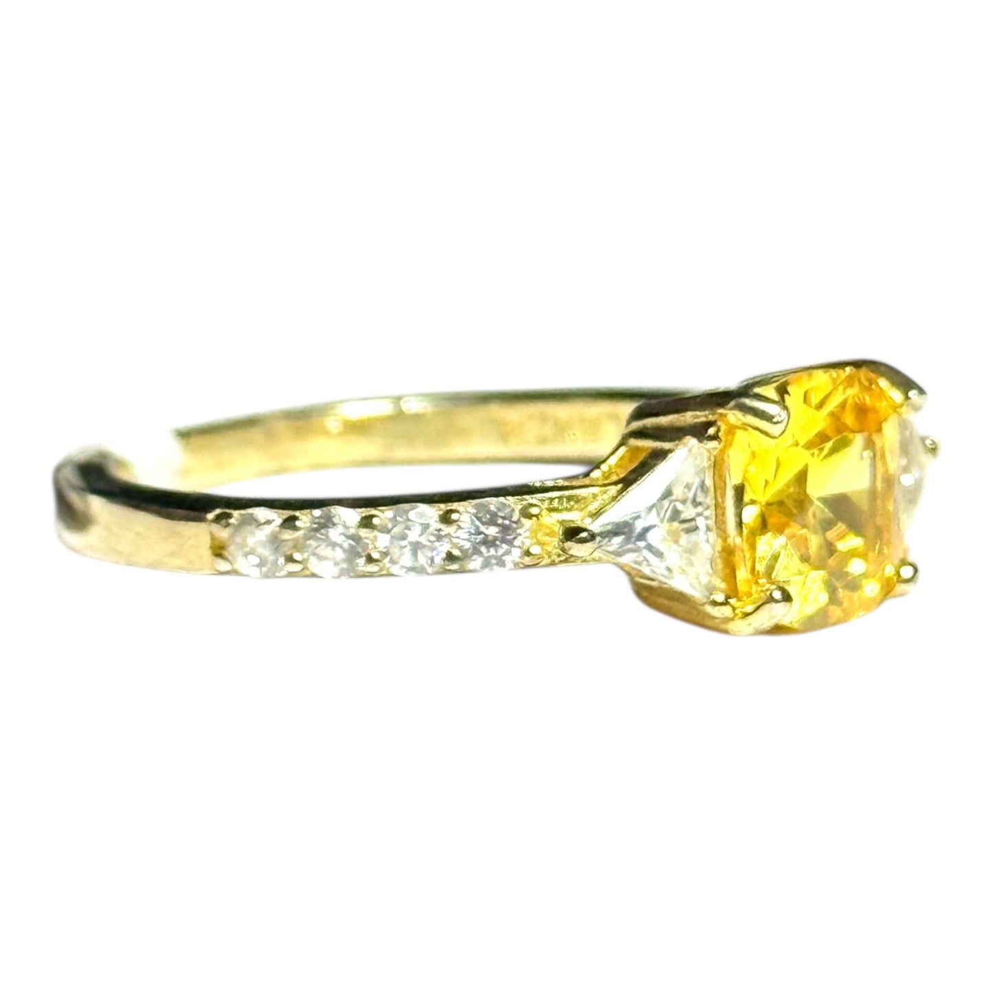 New Citrine & White CZ GP Silver Ring Size P CSC
