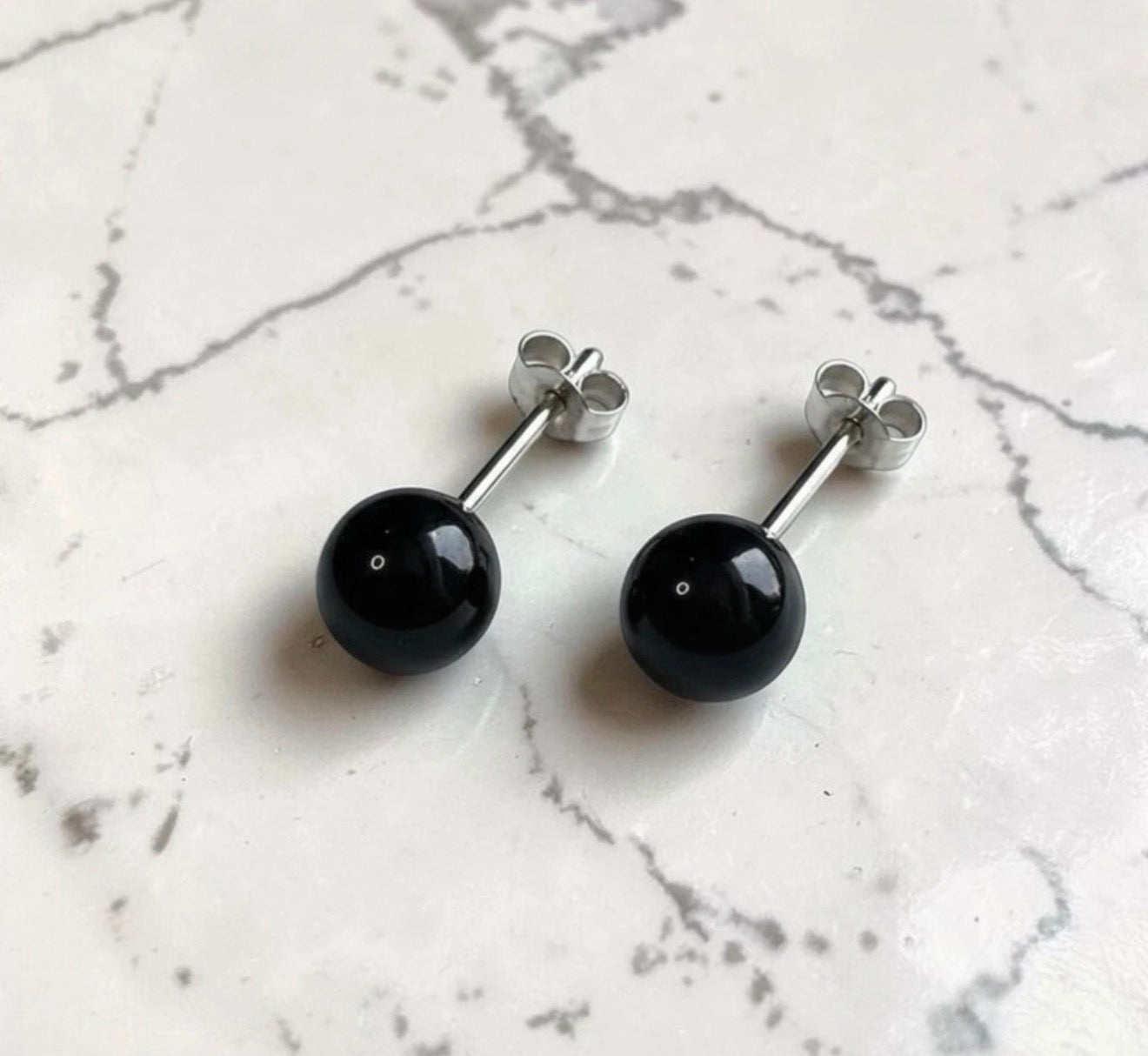 Genuine 5mm Black Onyx 925 Silver Earring Studs 1 Carats