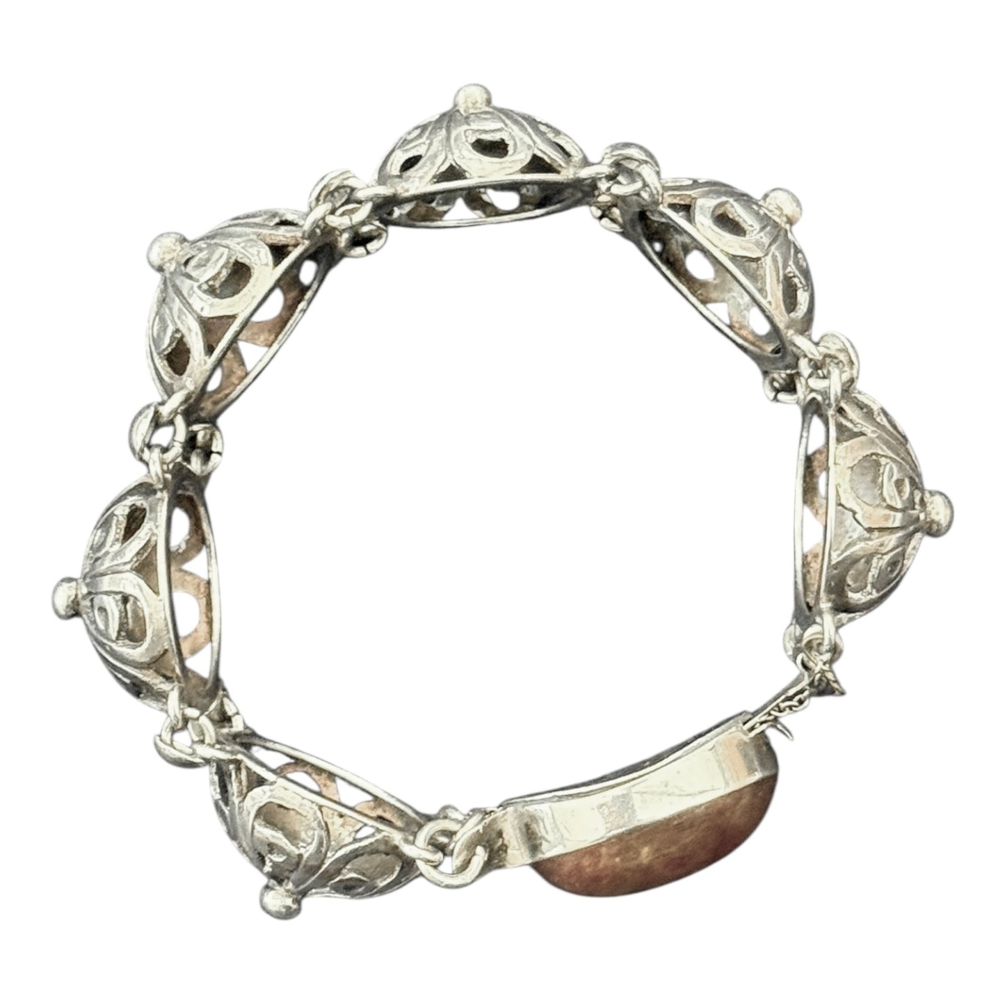 Devine Vintage Silver Mounted Brown Chalcedony & Silver Bracelet