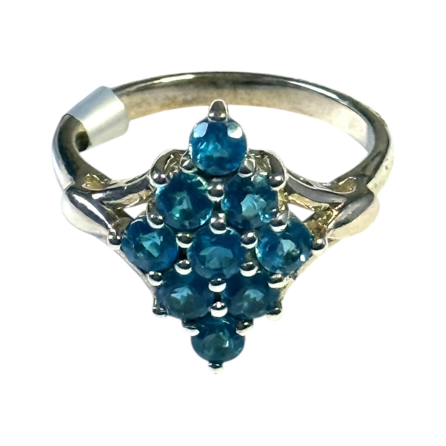 New Blue Cubic Zirconia Silver Ring Size P 1/2 CSC