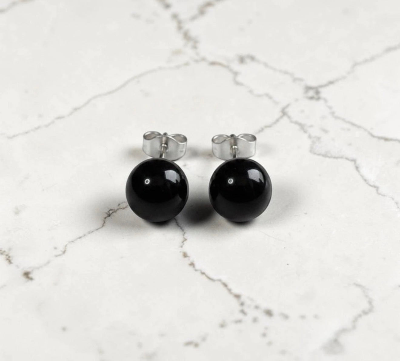 Genuine 5mm Black Onyx 925 Silver Earring Studs 1 Carats