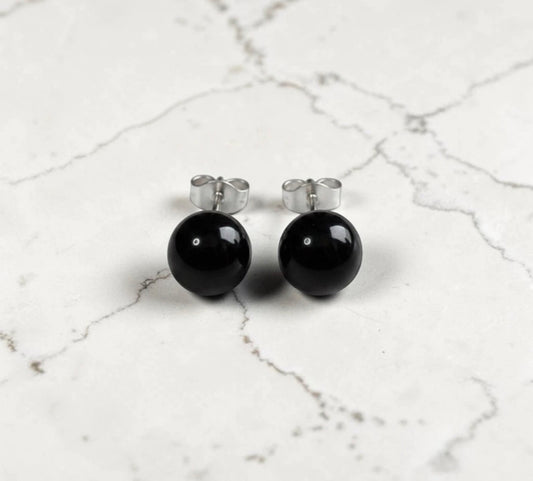 Genuine 5mm Black Onyx 925 Silver Earring Studs 1 Carats