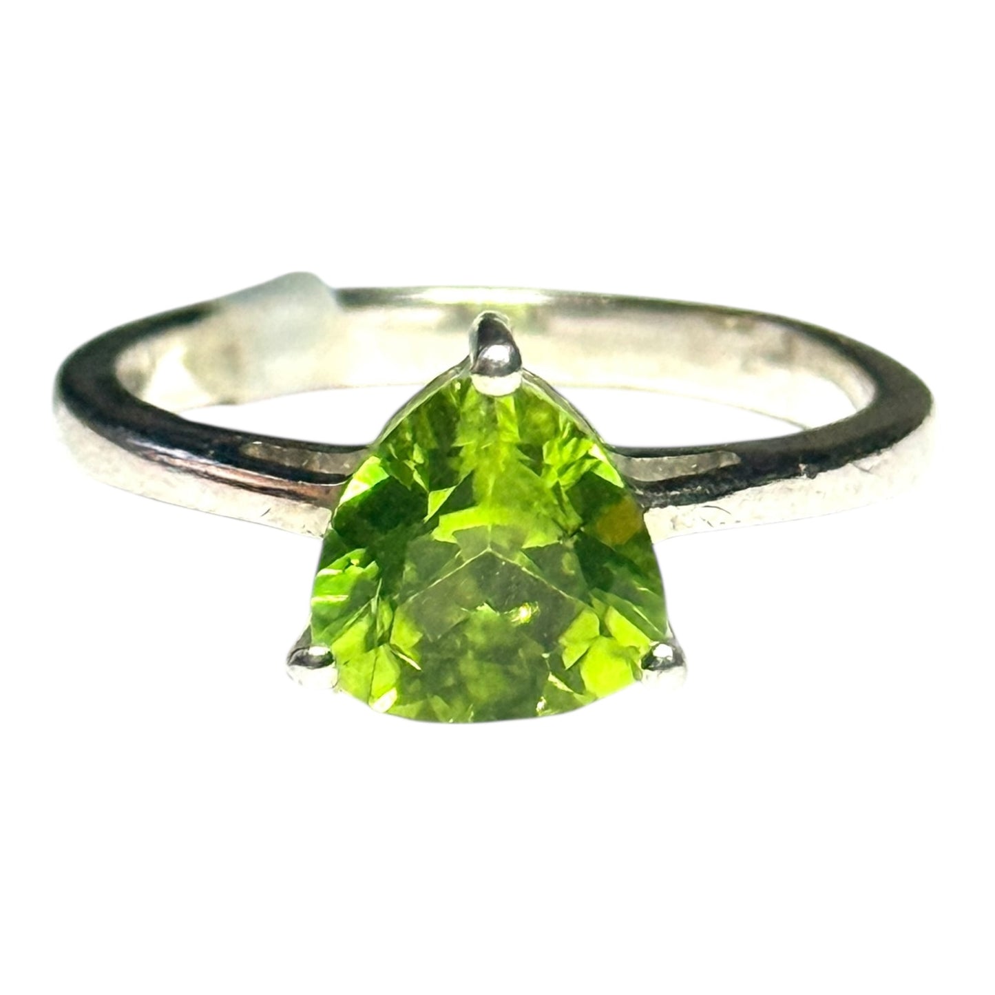 New Peridot Trillion 1.75ct Silver Ring Size N 1/2 CSC