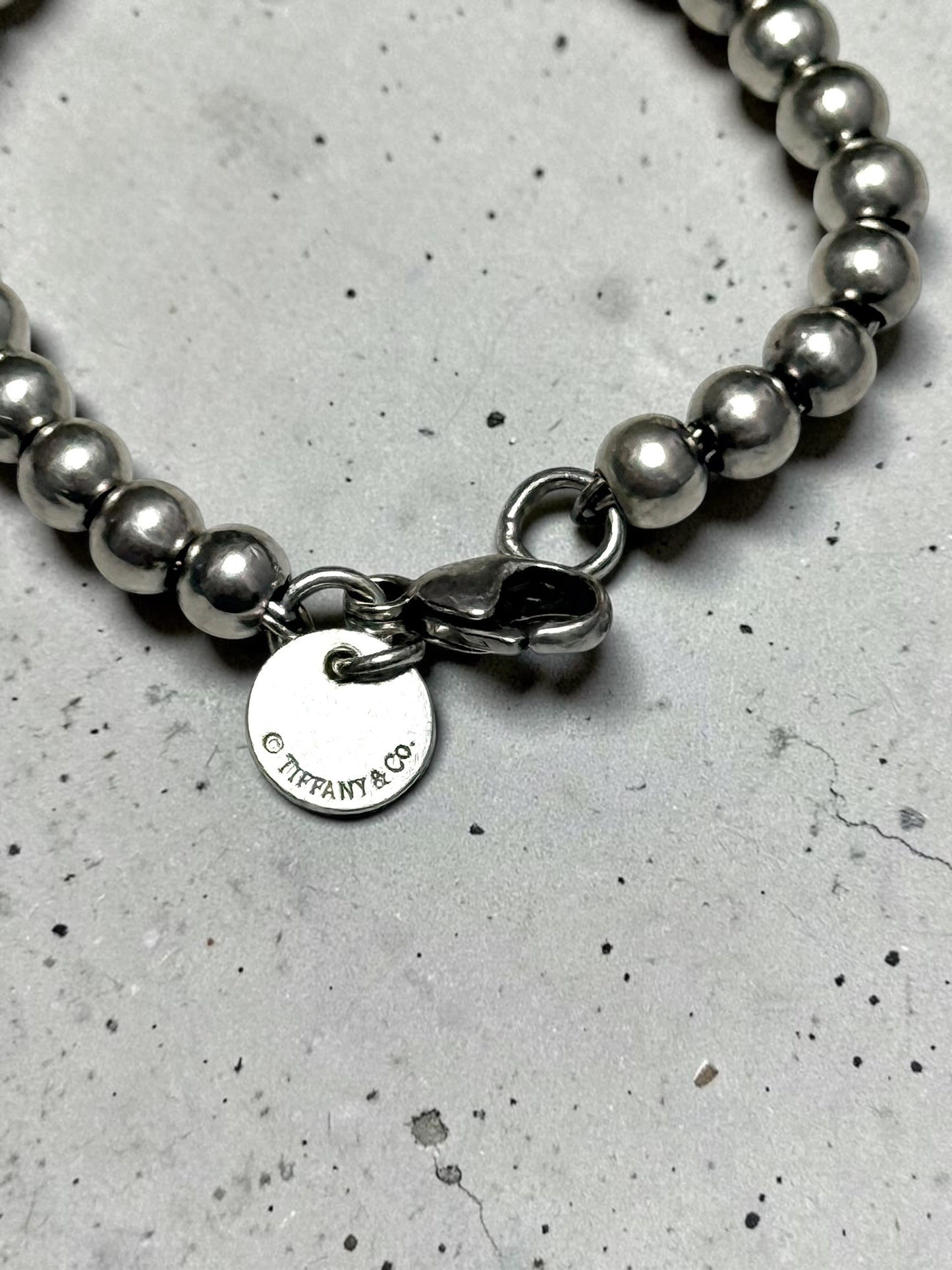 Tiffany & Co Plain Bead Bracelet 925 Silver Small 6.5"