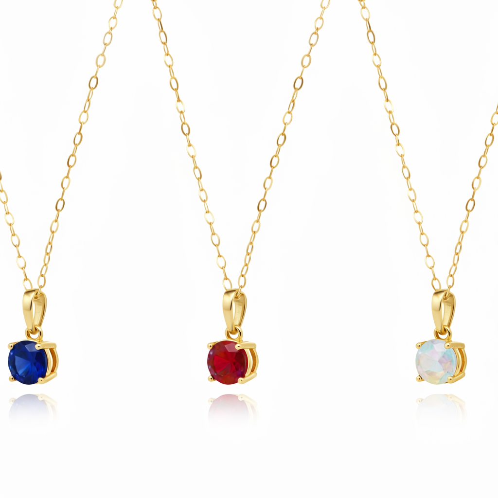 Opal, Ruby & Sapphire 9ct Gold Pendants & Chains