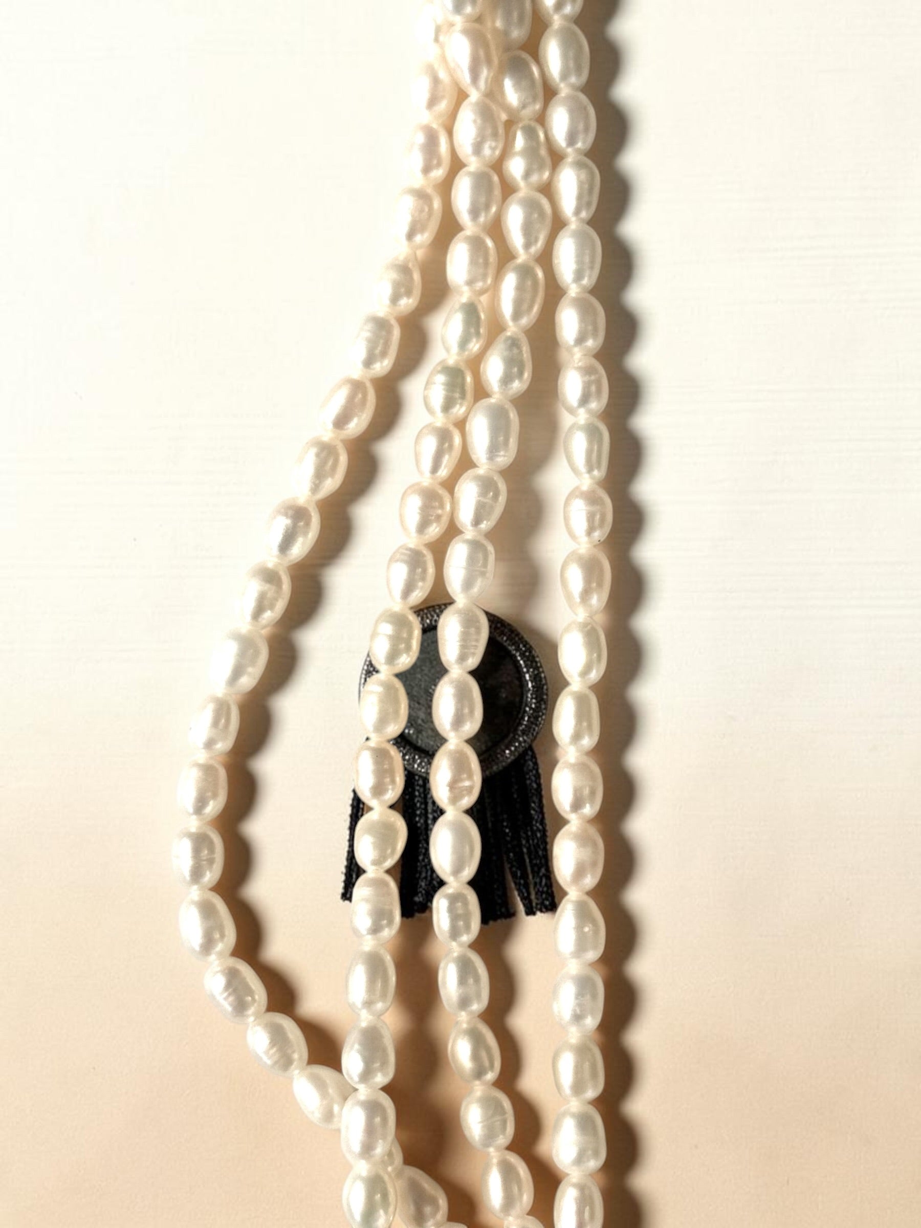 Multi Strand Cultured Pearl And Polished Amethyst Necklace