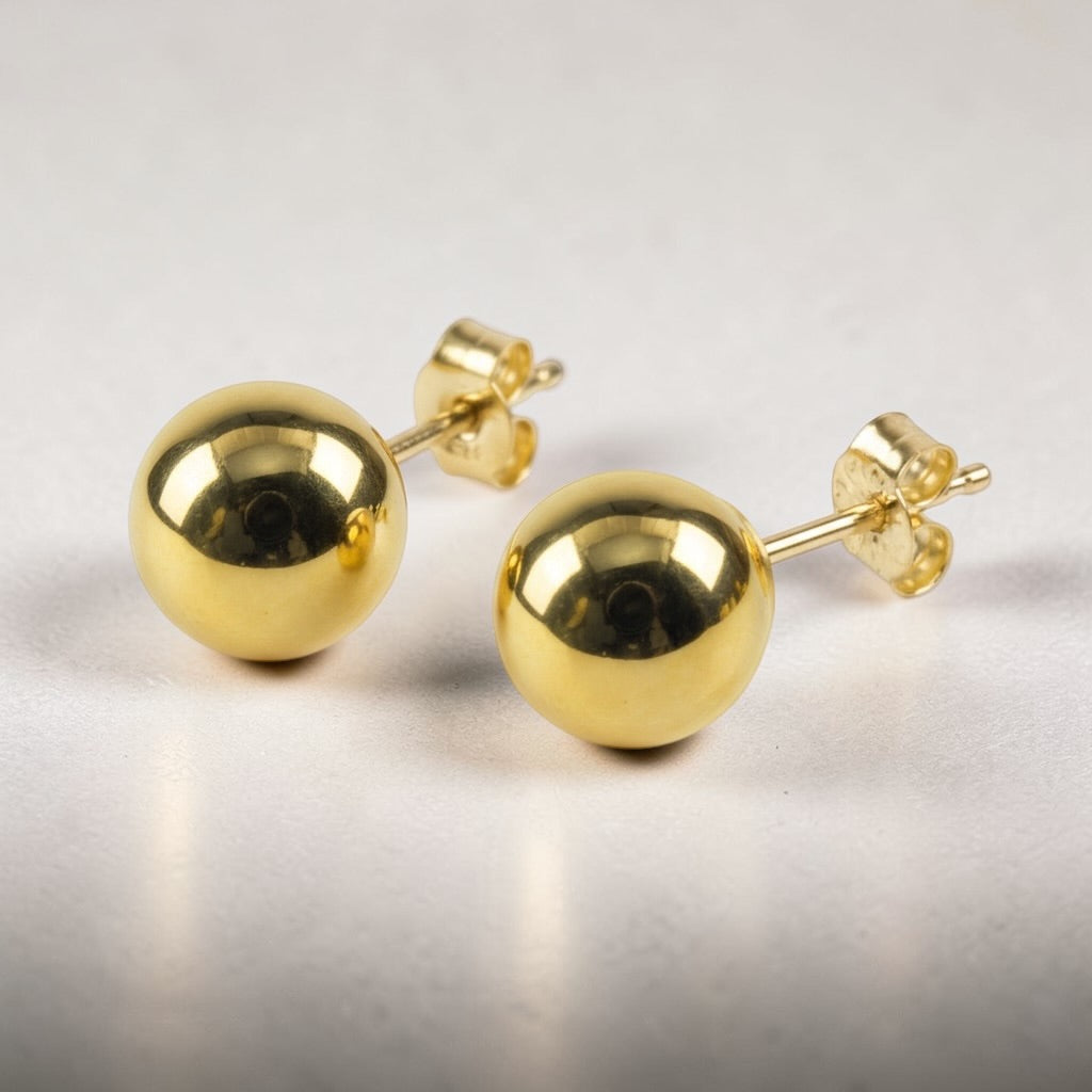 Solid 9ct Gold Ball Studs 6mm