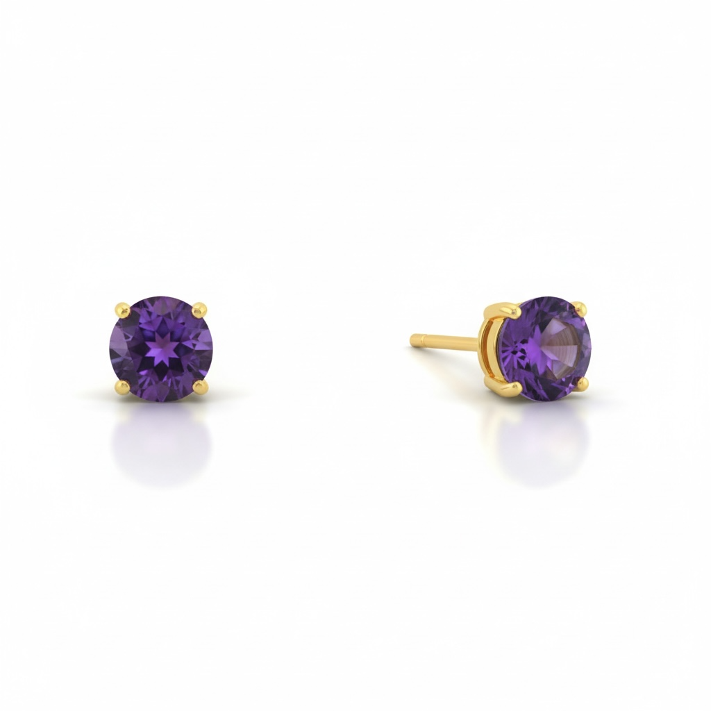 9ct Gold Amethyst Earrings New February Birth Stone