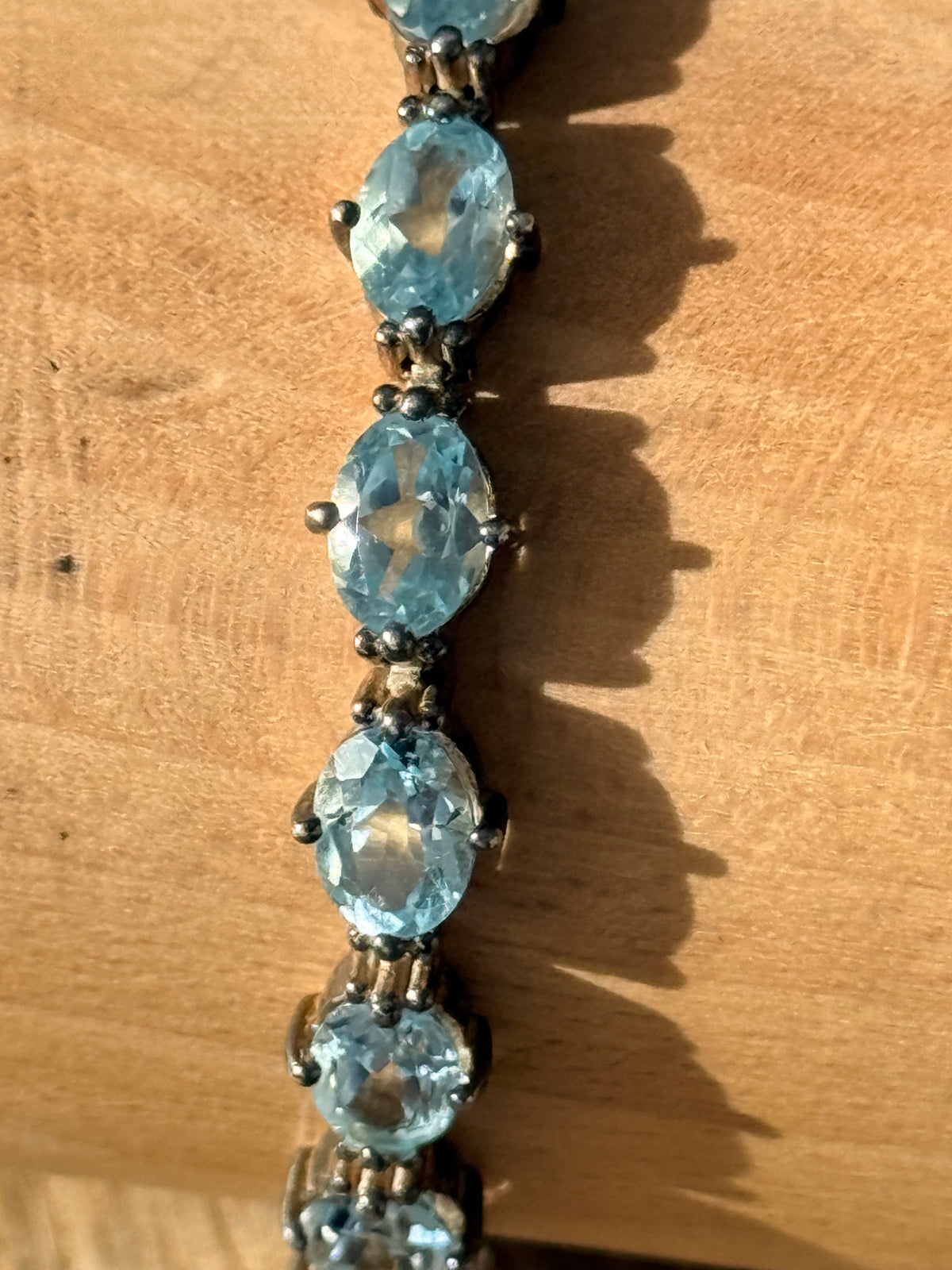 Swiss Blue 12ct Topaz 925 Articulated Tennis Silver Bracelet 7 1/4"