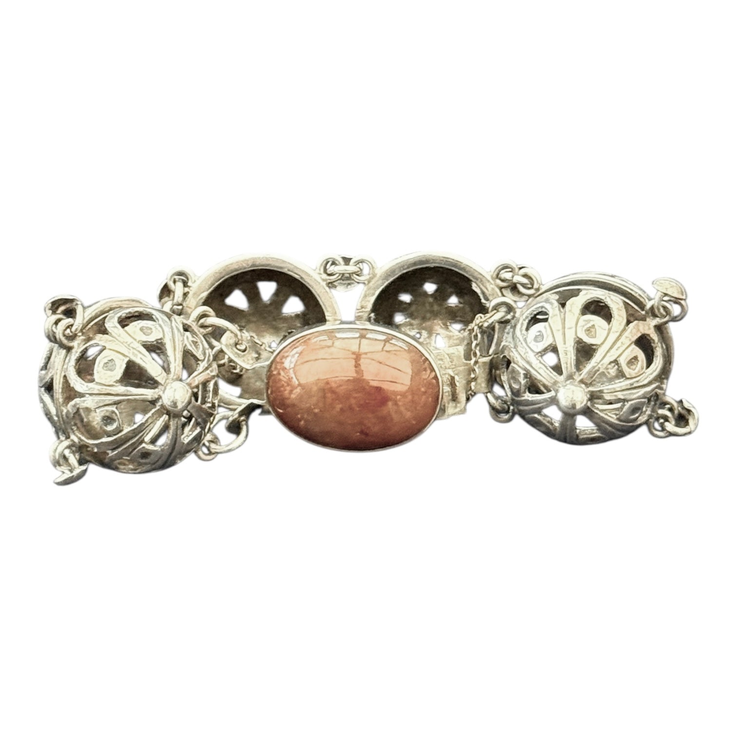 Devine Vintage Silver Mounted Brown Chalcedony & Silver Bracelet