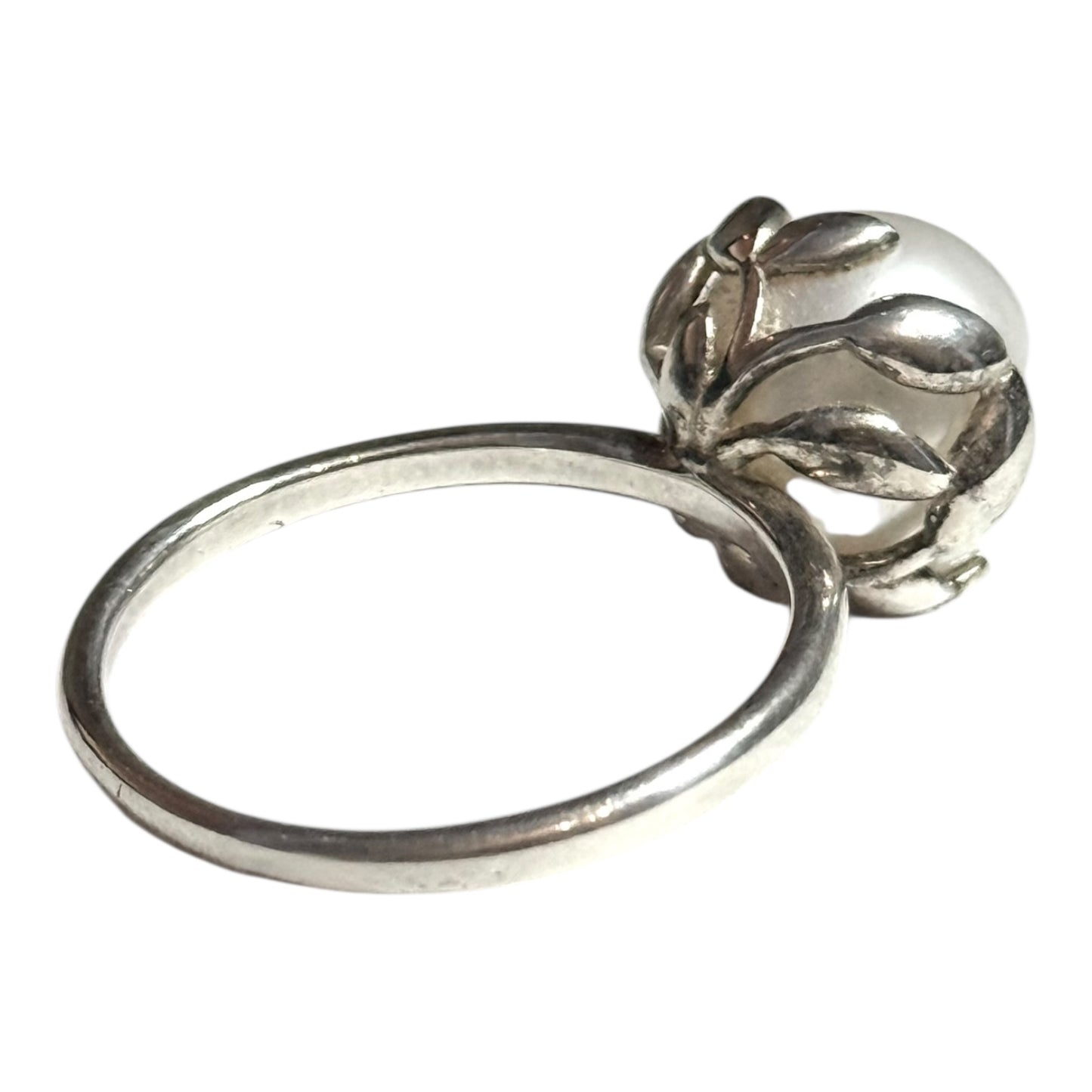 Tiffany & Co Paloma Picasso Olive Leaf Pearl Ring Silver 925
