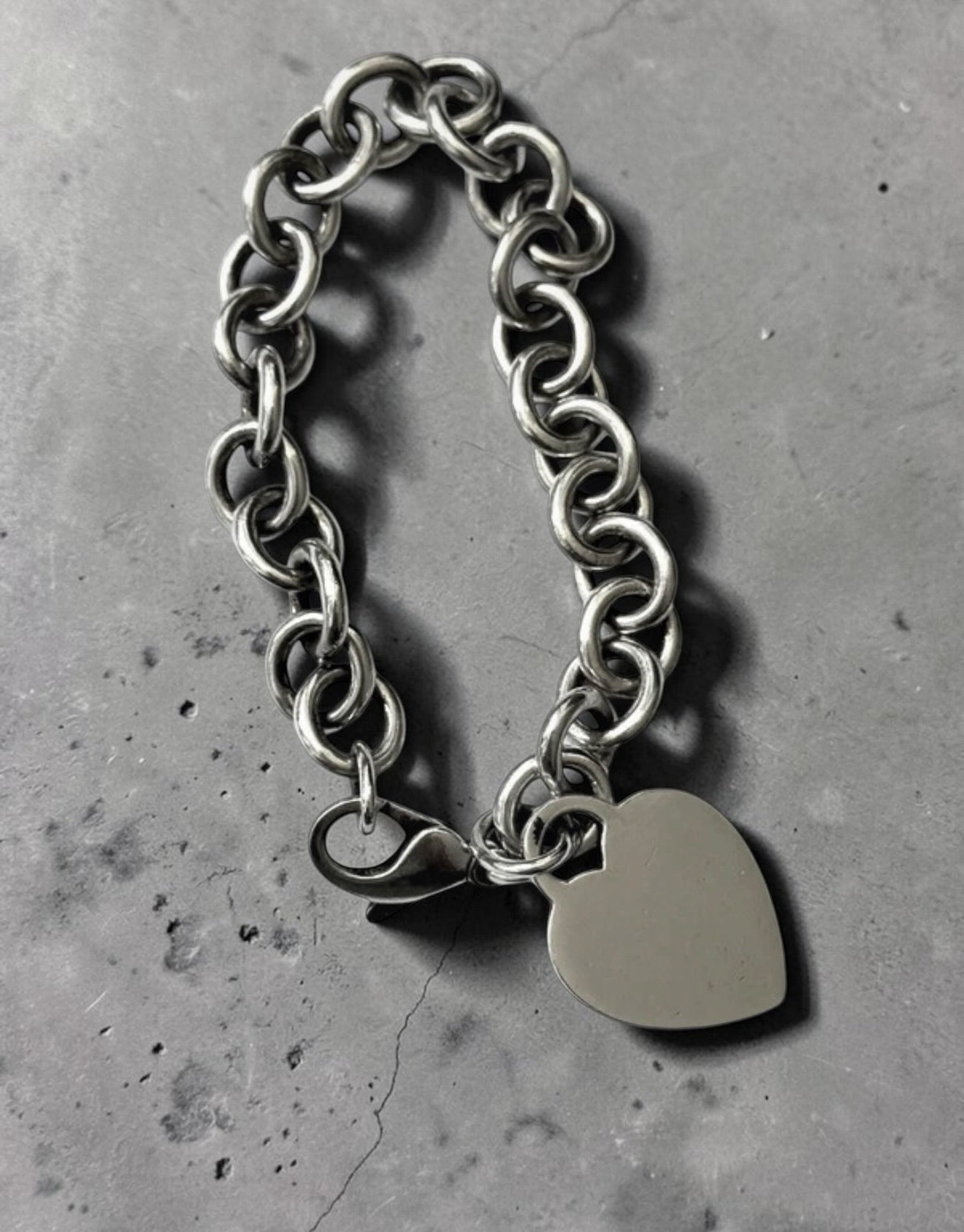 Vintage Tiffany & Co Hallmarked Heart Bracelet 7.5”