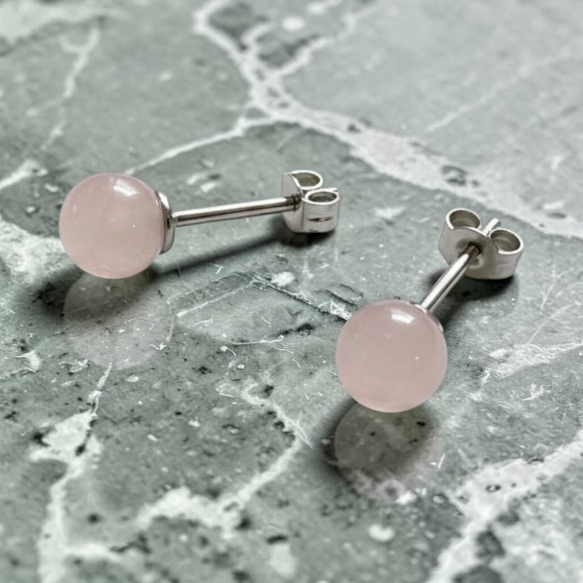 Genuine 5mm Rose Quartz 925 Silver Earring Studs 1 Carats
