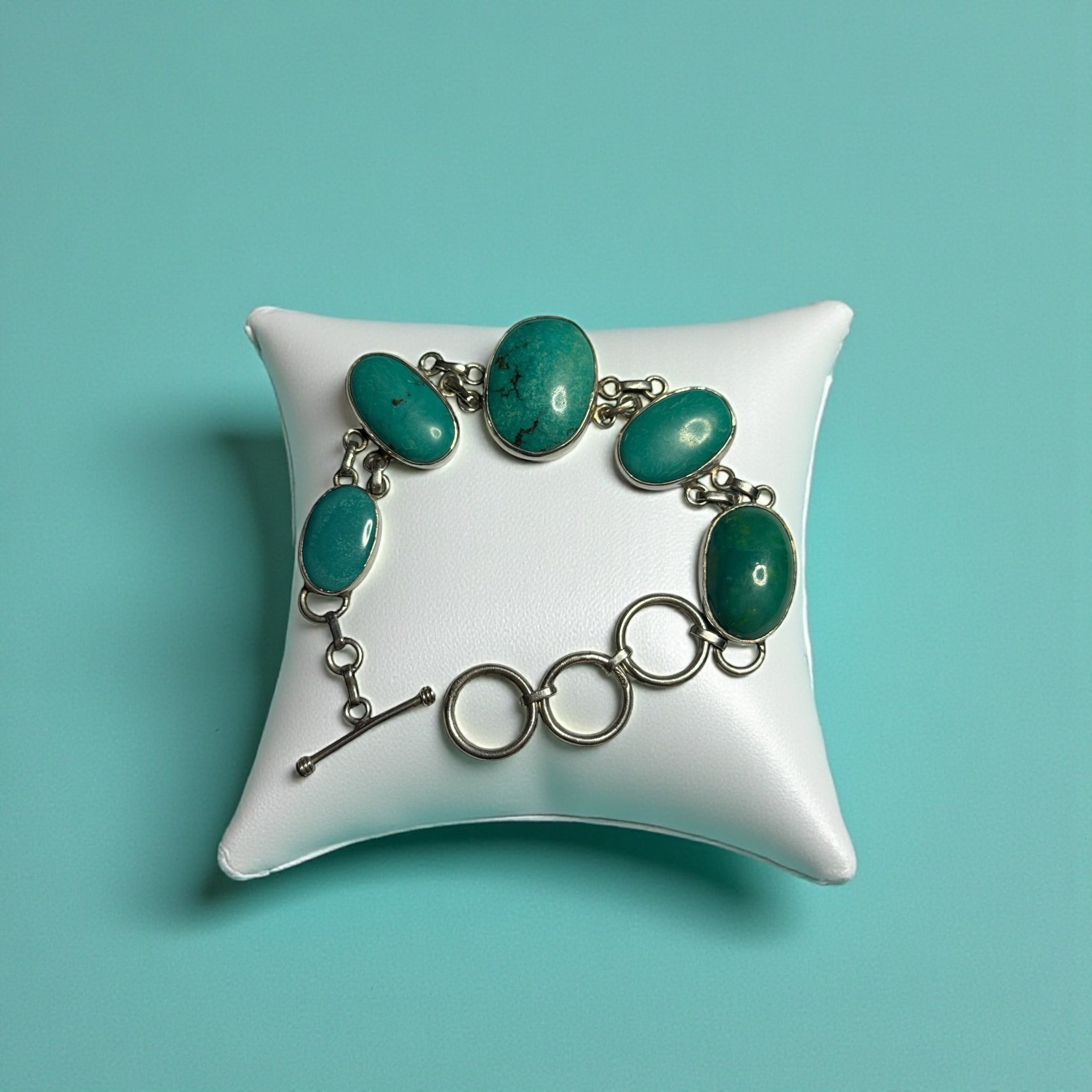 Vintage Silver And Natural Turquoise Bracelet