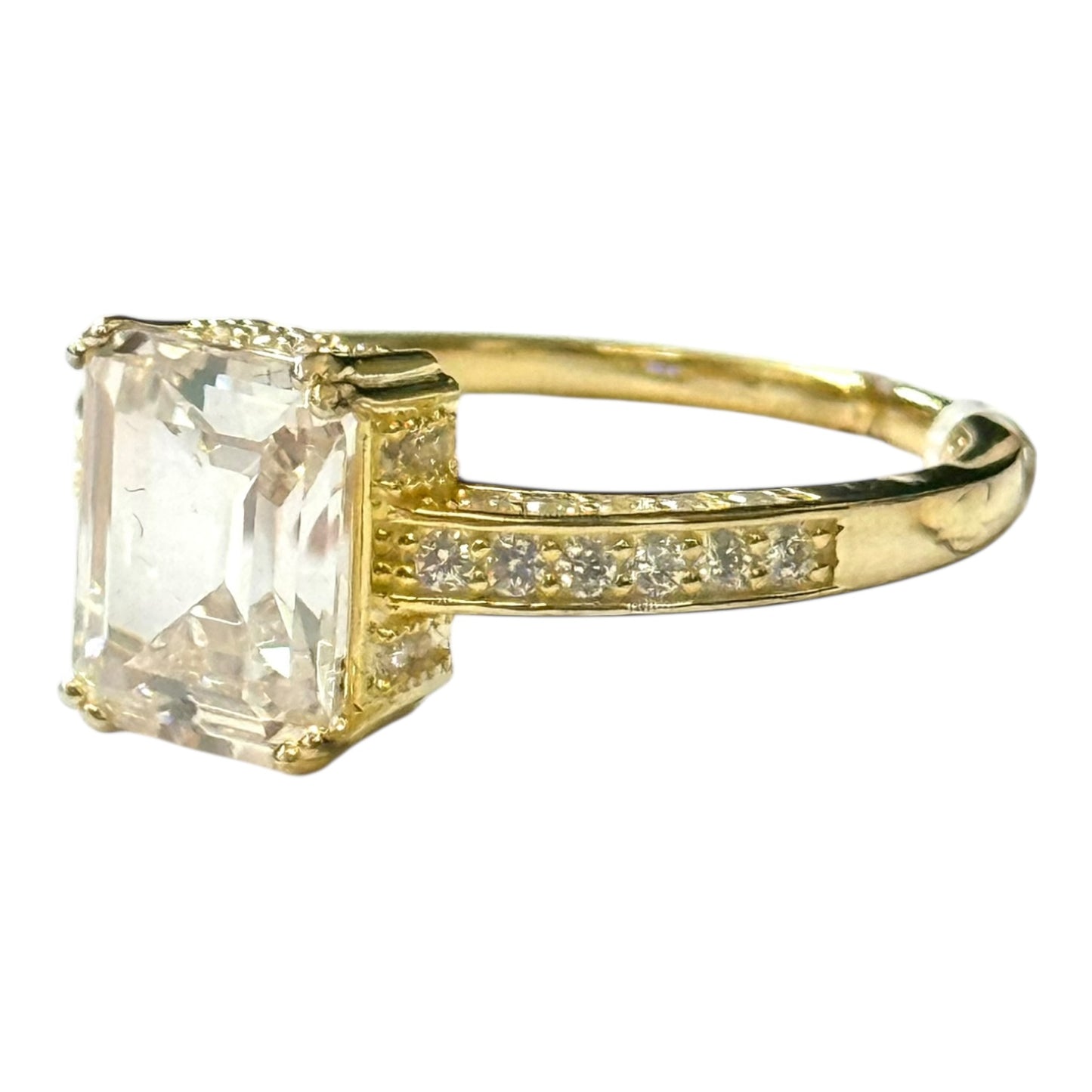 New Rock Crystal GP Silver Ring Size T