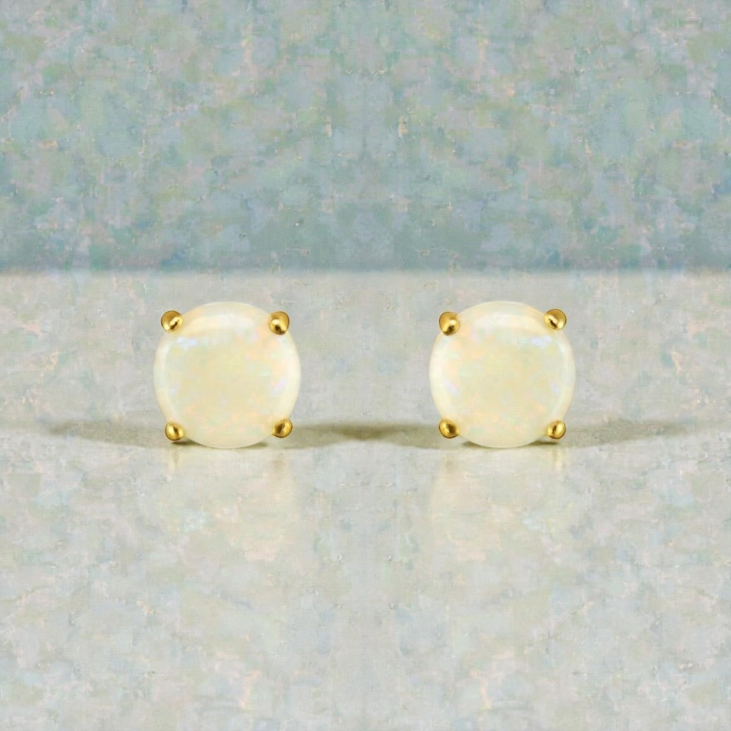 9ct Gold Genuine Opal Earrings New October Birth Stone