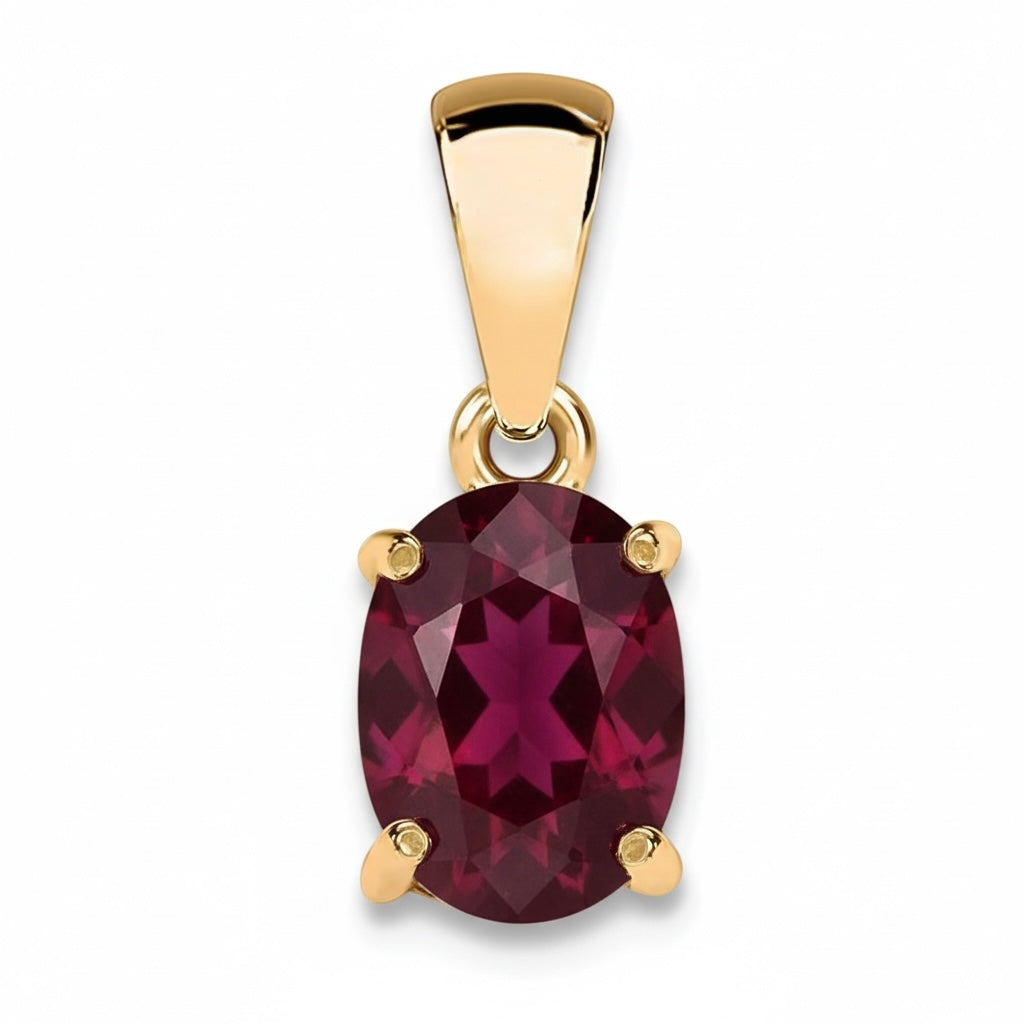 New AA Oval Cut Ruby 9ct Gold Pendant & 18" 9ct Gold Chain