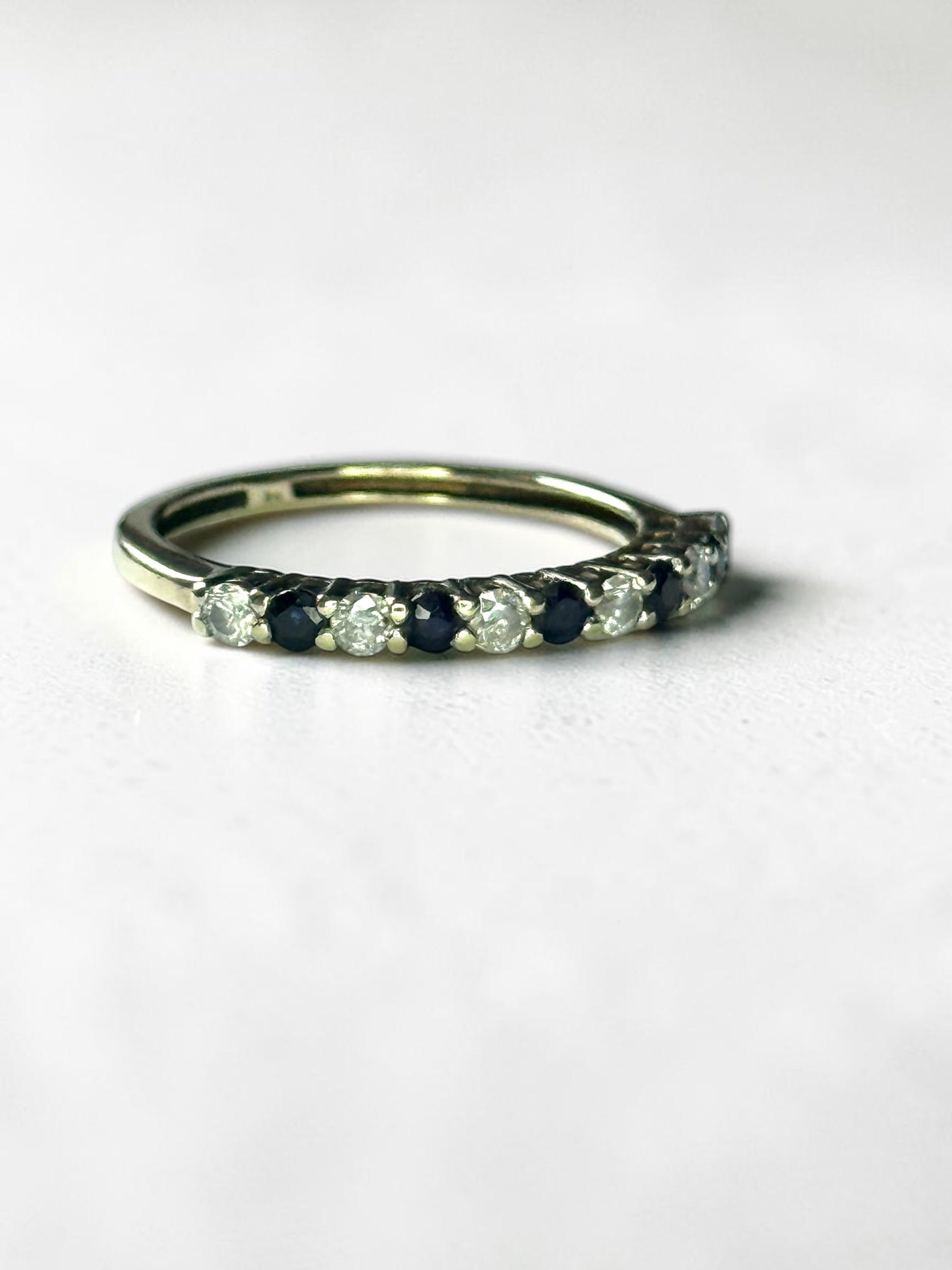 Vintage Diamond & Sapphire 9ct Gold Stacking Ring Size M