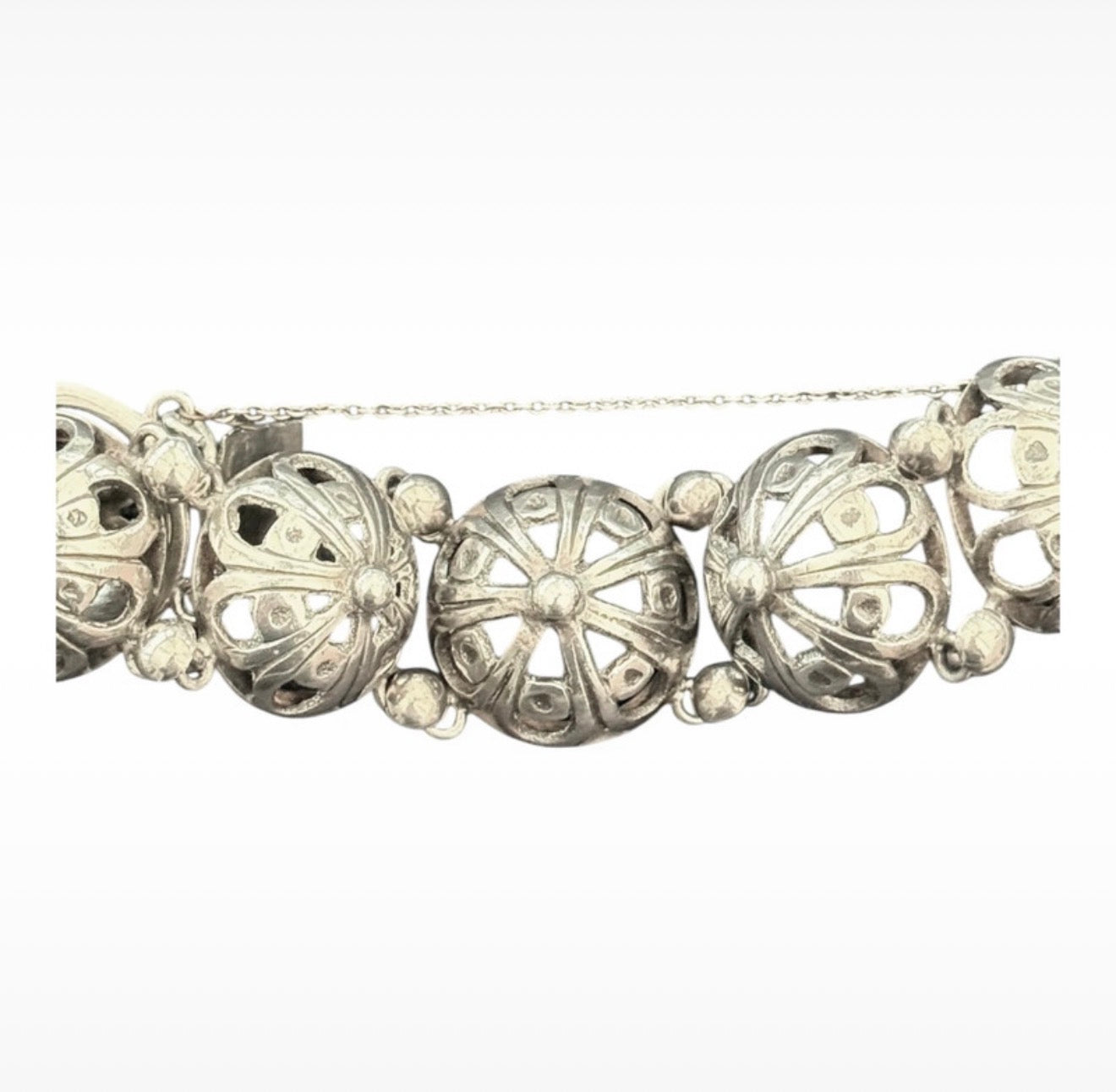 Devine Vintage Silver Mounted Brown Chalcedony & Silver Bracelet
