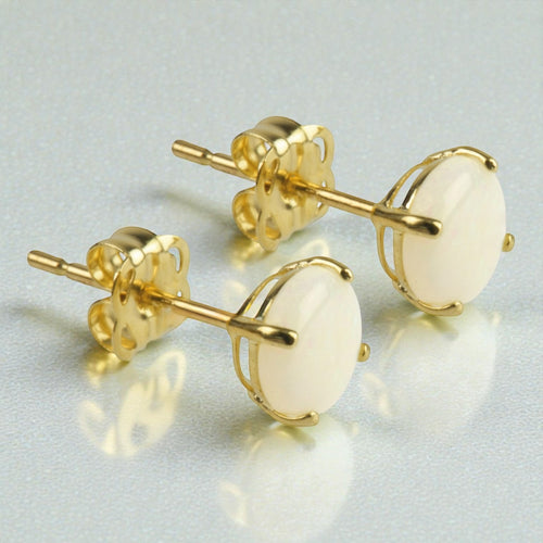 9ct Gold Genuine Opal Earrings New October Birth Stone