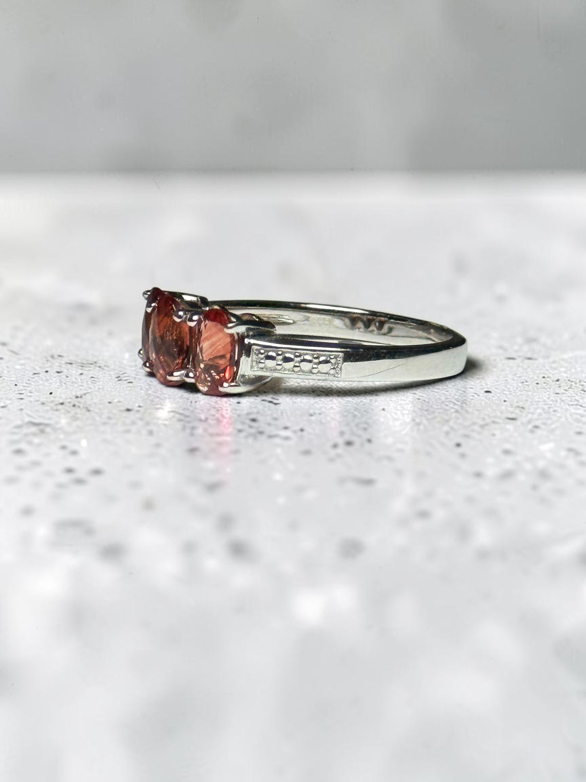 Mongolian 1.17ct Andesine Trilogy 925 Ring Size N 1/2