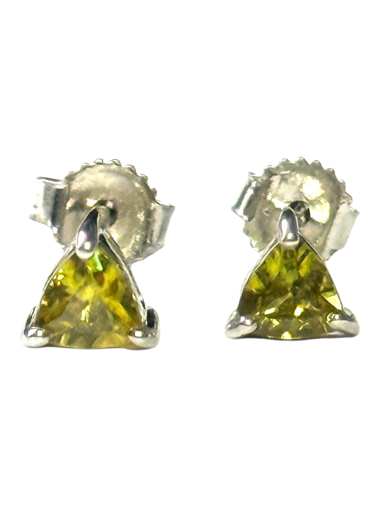 9k White Gold Rare Sphene/Titanite 0.43ct Trillion Stud Earrings