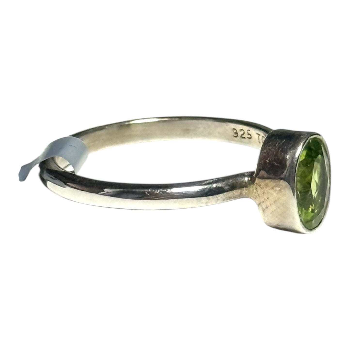 New Peridot Solitaire Silver Ring Size L - CSC