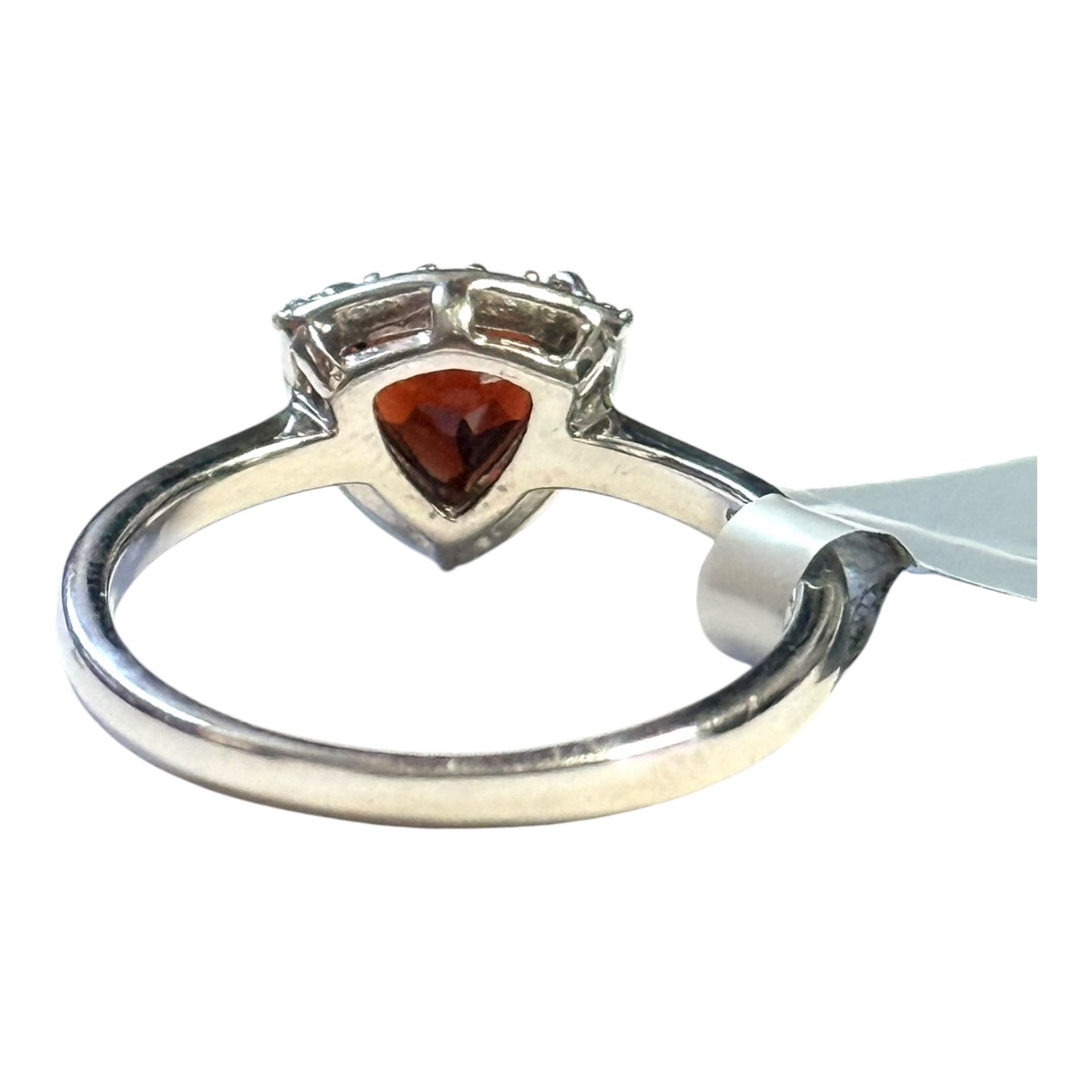 New Garnet Trillion & Zircon Silver Ring Size P CSC