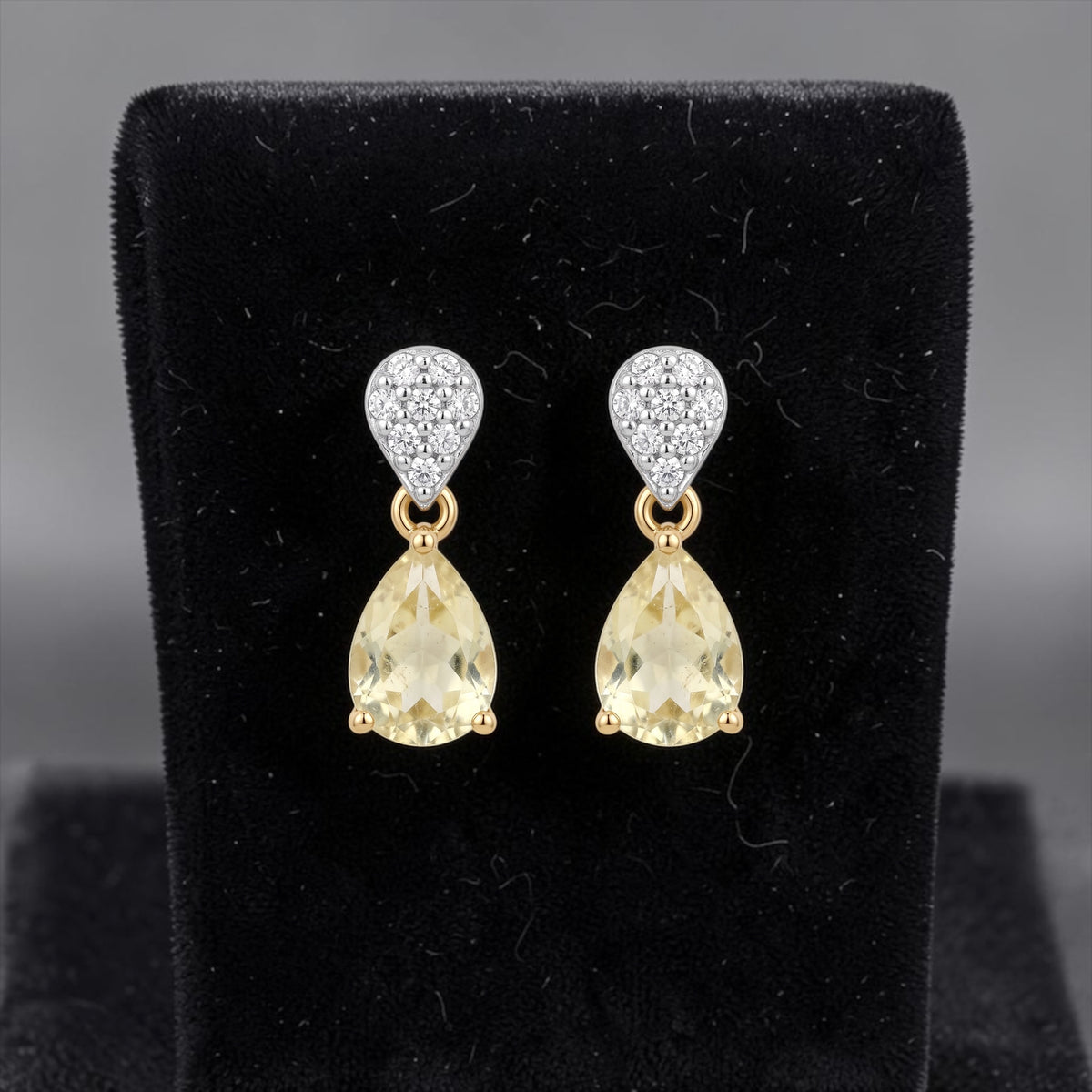 Stunning 2.5ct Citrine & White Topaz 9k Drop Earrings