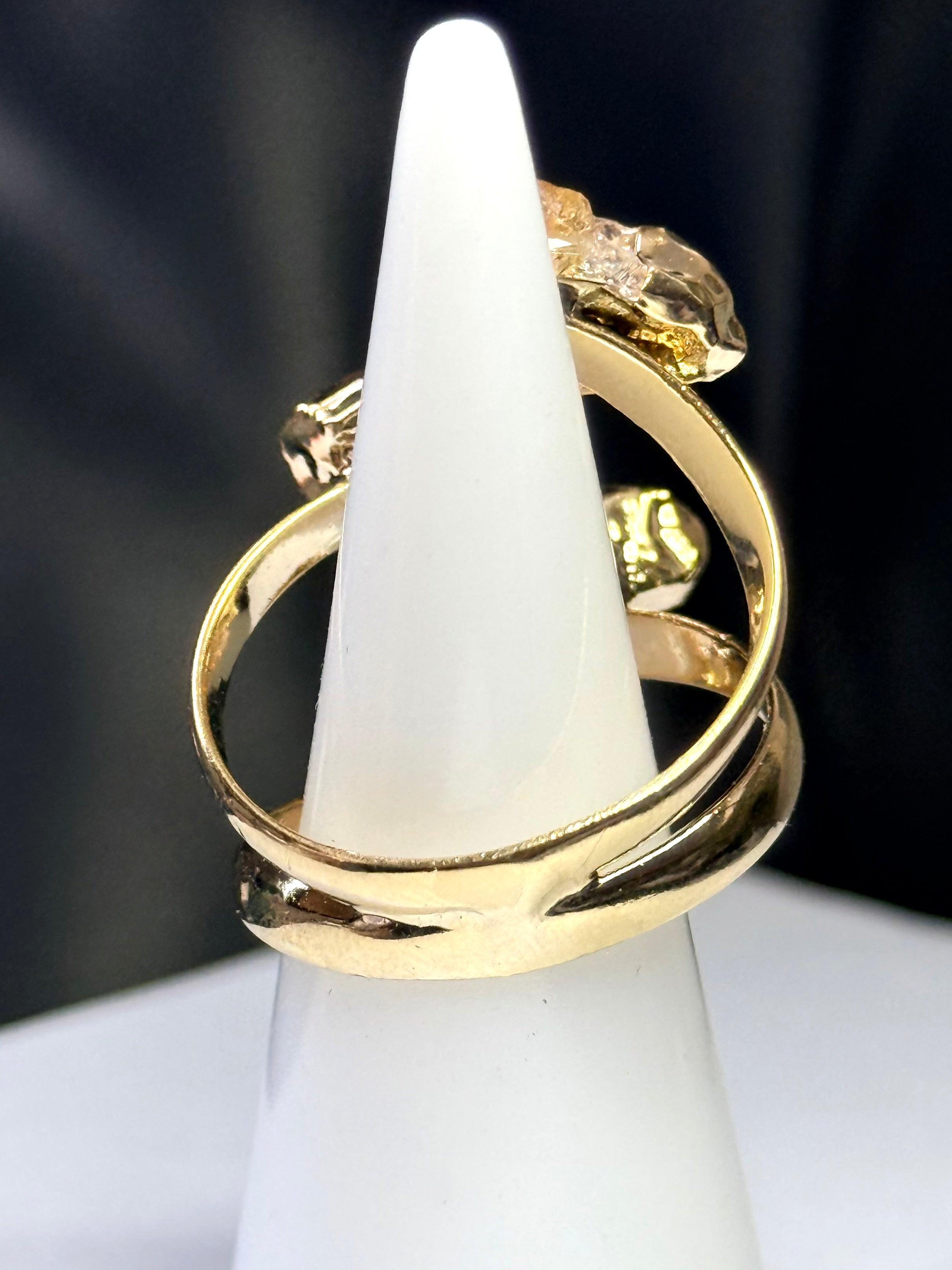 Different - Citrine Ruff Cut Stone 10ct GP Adjustable Size Ring NEW