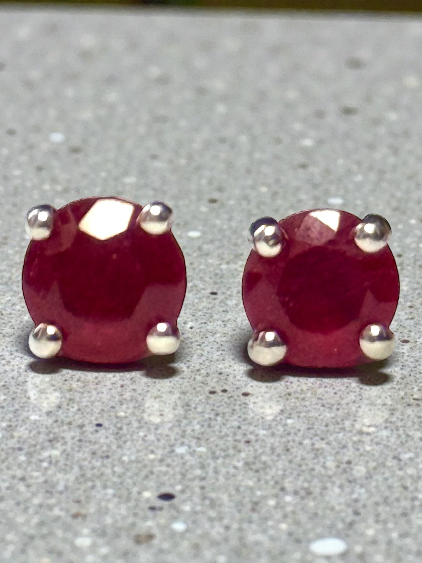Ruby 1.68ct Stud Earrings In Platinum Overlay 925