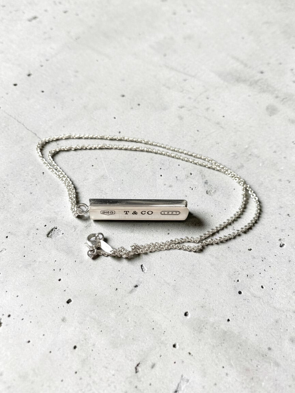 Tiffany & Co 1837 Ingot 925 Silver Pendant & Chain