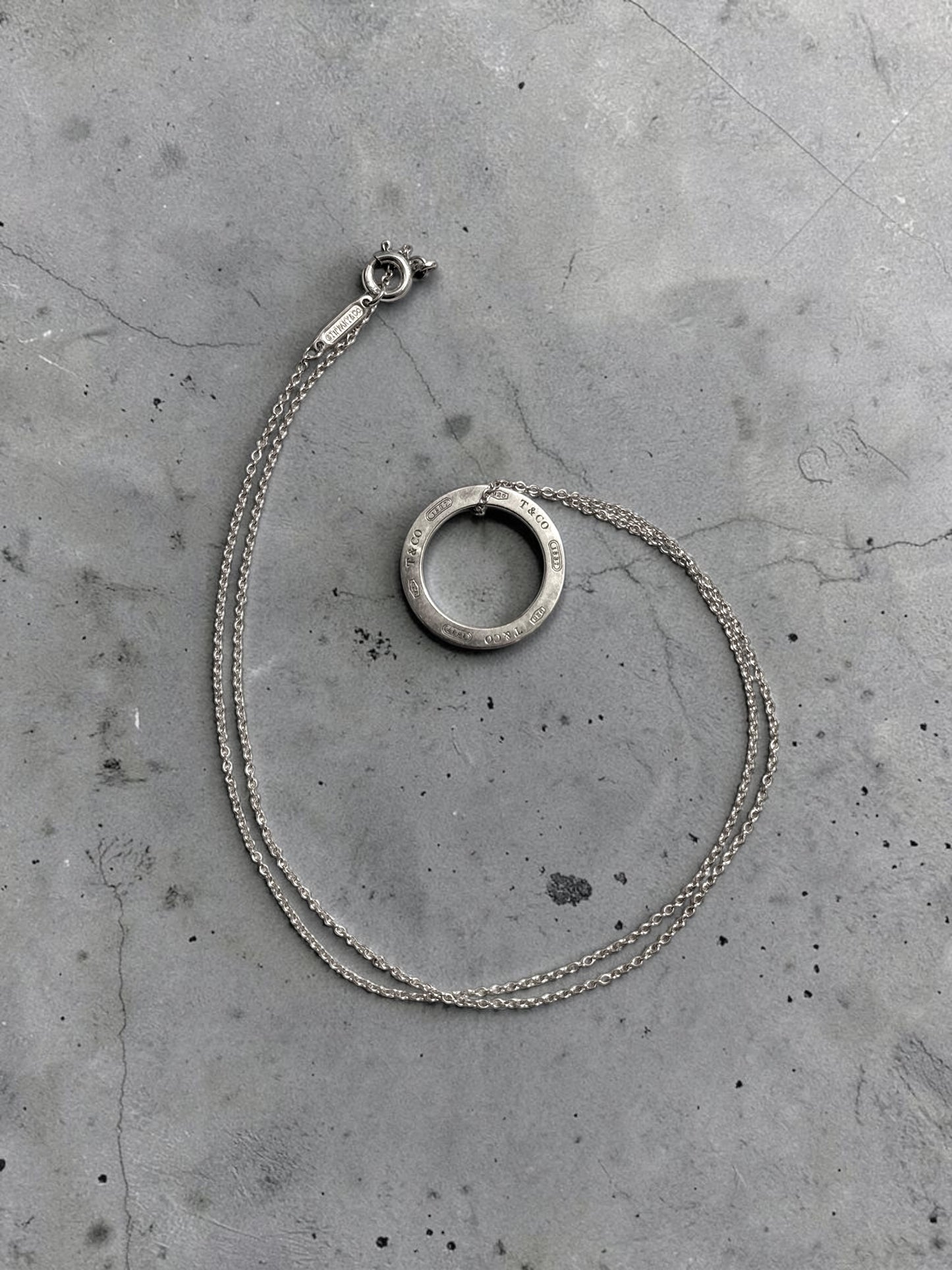 Tiffany & Co 1837 Circle Pendant 925 Silver & Matching Chain