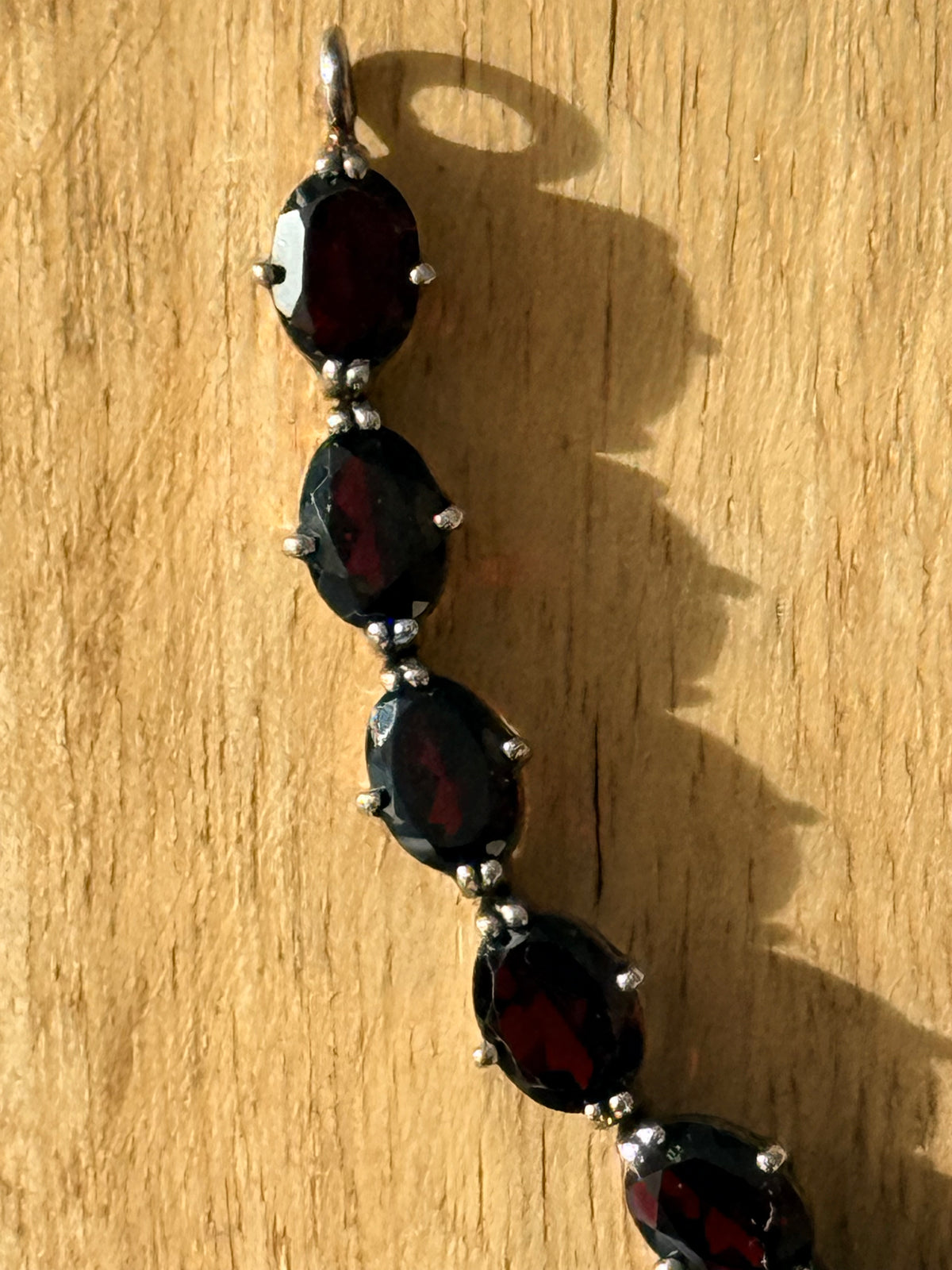 Vintage 20ct Garnet 925 Silver Bracelet 8" Hallmarked Brian Berenbut Hatton Garden