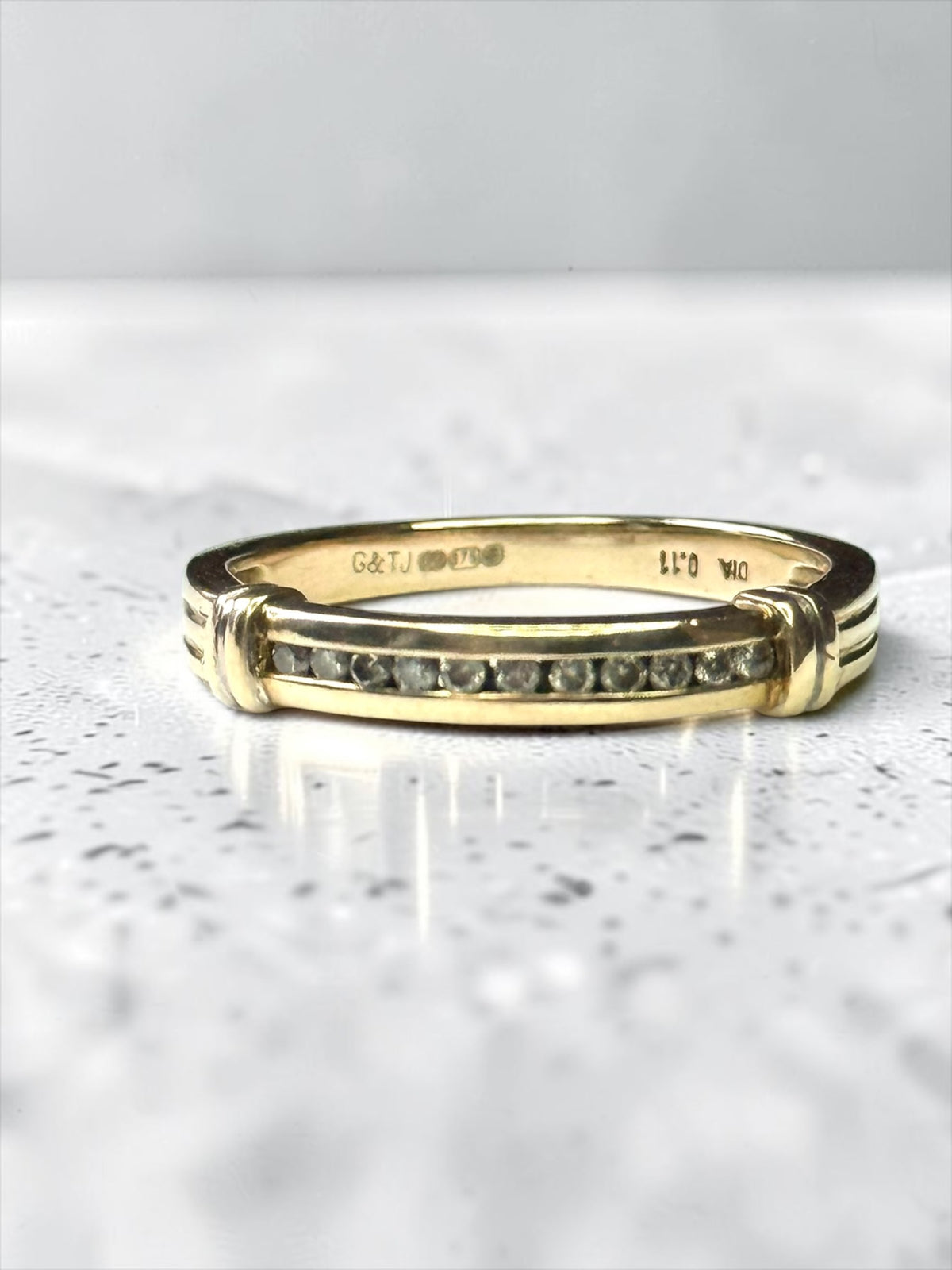 Beautiful Stacking Diamond Yellow Gold 9K Channel Set Ring