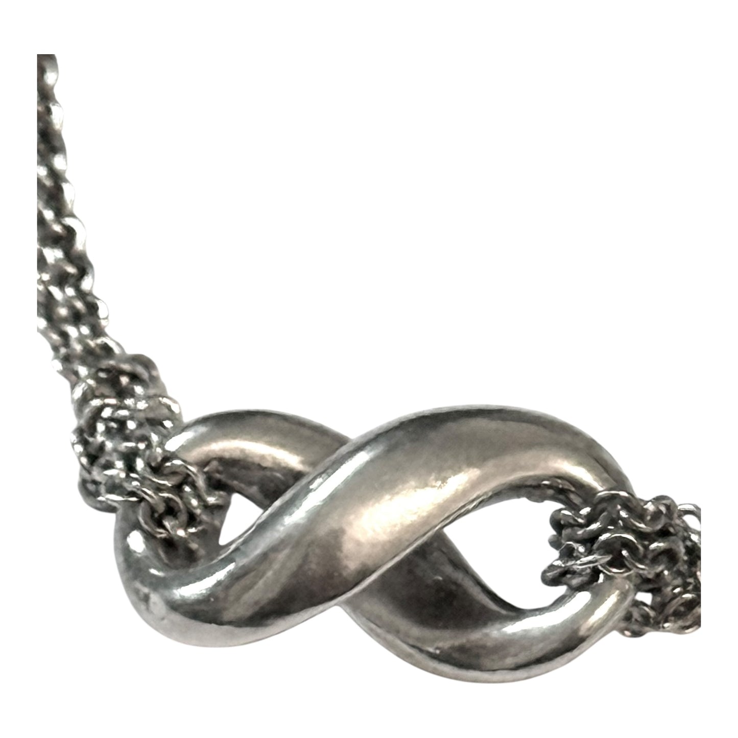 Tiffany & Co. Infinity Double Chain Necklace Pendant & Chain 925 Silver