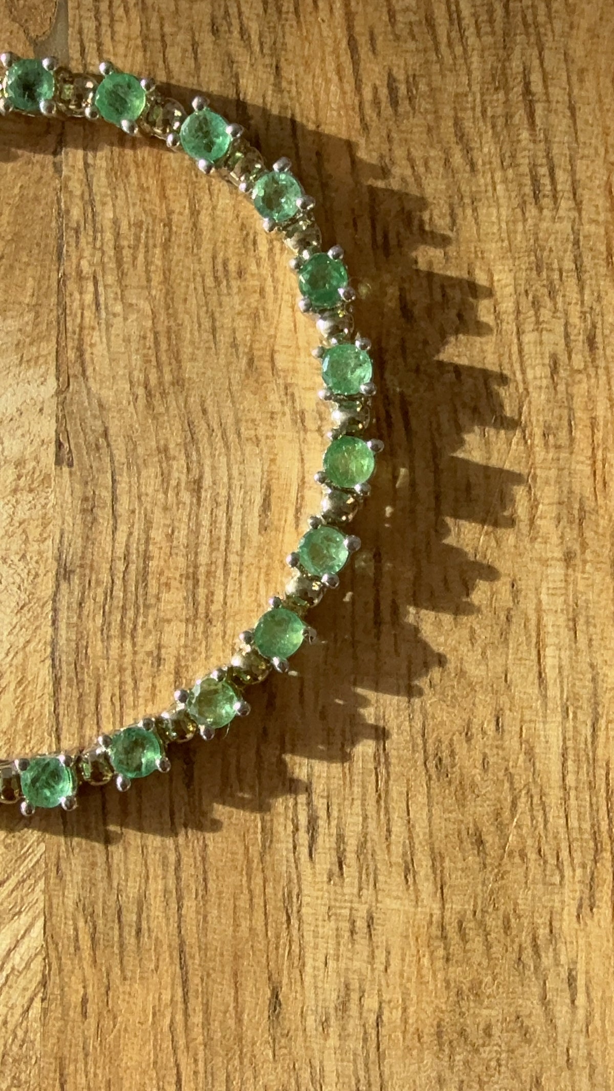 Vintage 3ct Emerald 925 Silver Tennis Bracelet 7 1/2" Hallmarked