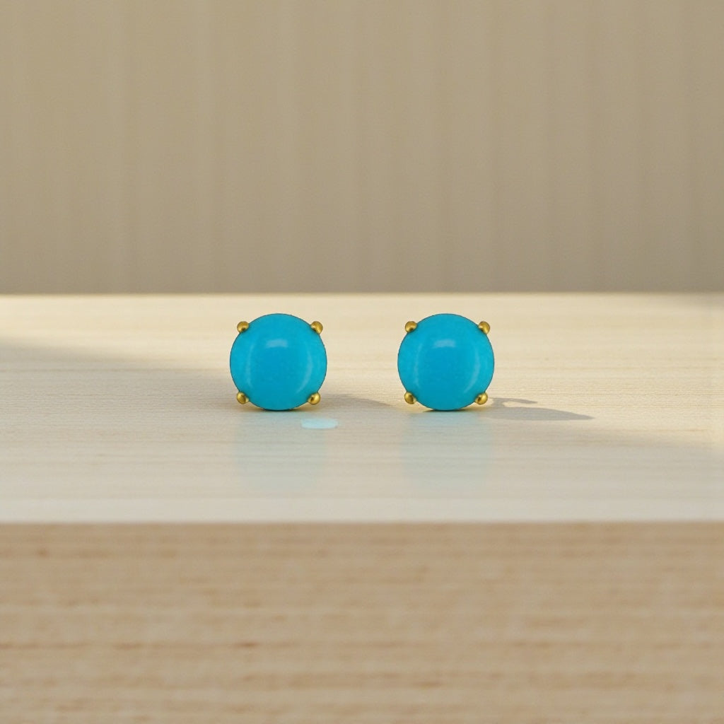 9ct Gold Turquoise Earrings New December Birth Stone