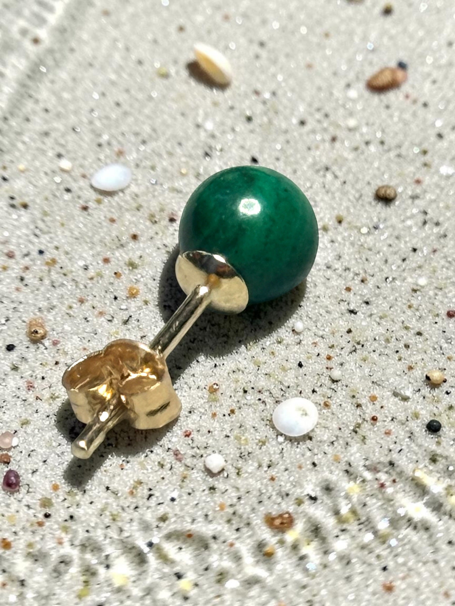 Genuine 5mm Malachite 9ct Gold Earring Studs 1 Carat Approx