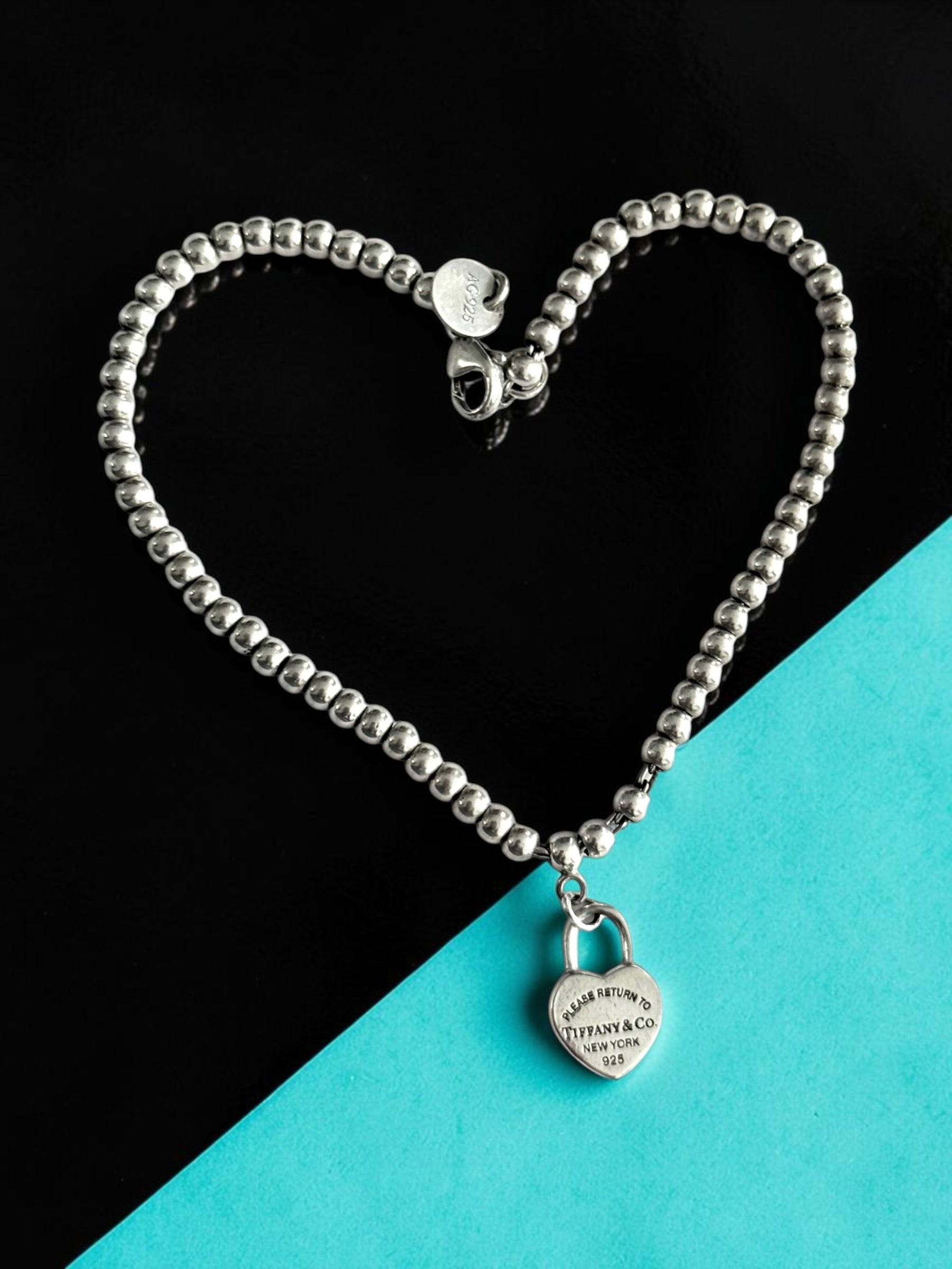 Tiffany & Co Love Lock Bead Bracelet Return To Tiffany Medium 7 1/2"