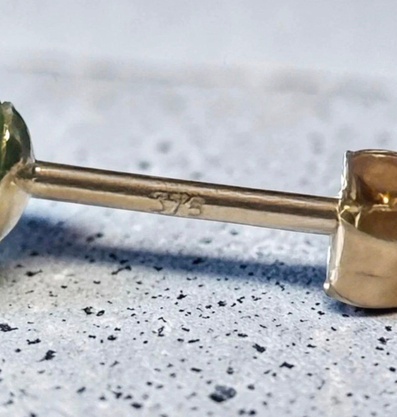 Genuine 5mm Moss Agate Globe 9k Gold Earrings