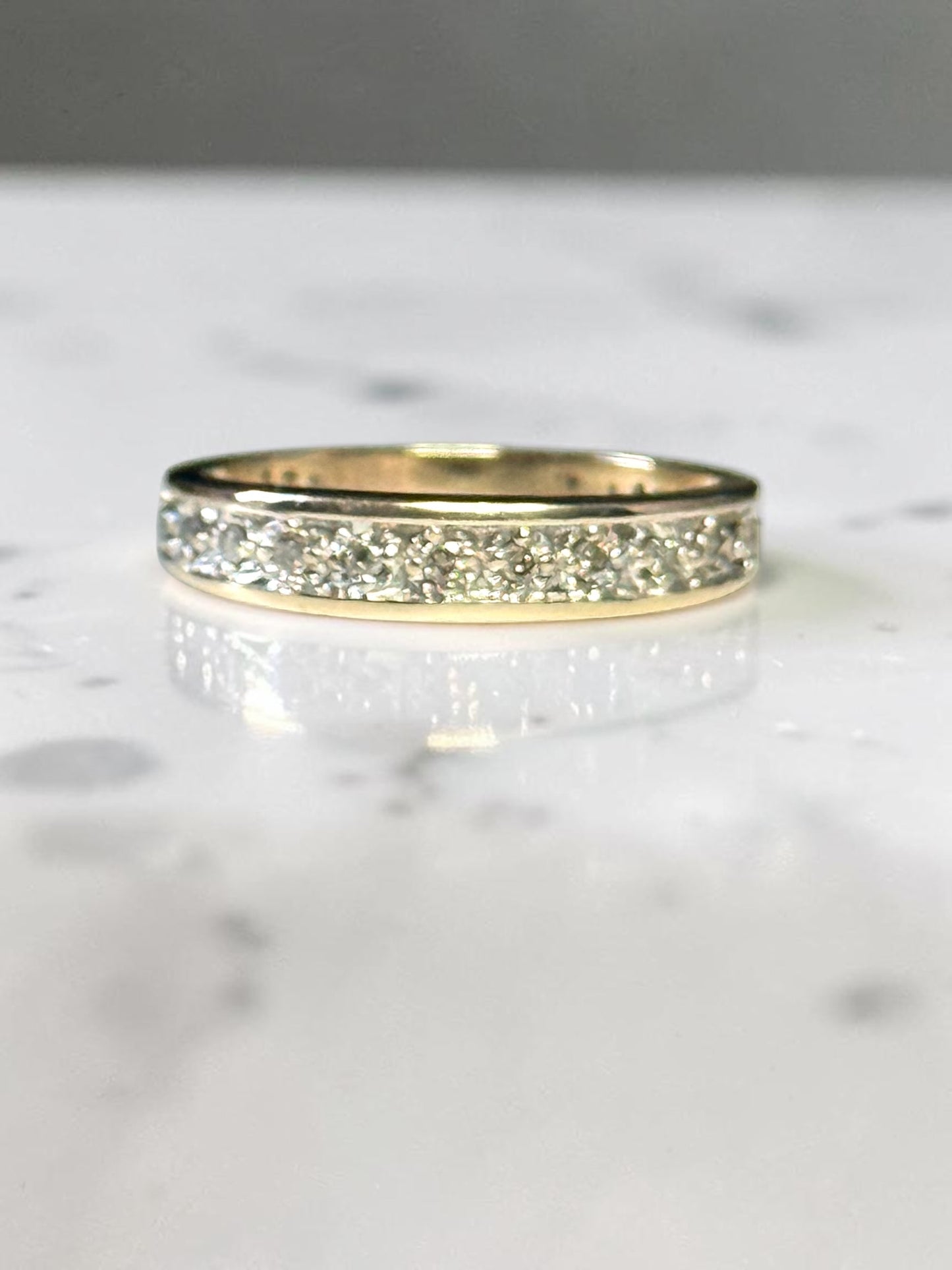 11 Diamond 9k Gold Vintage Staking Ring Size K 1/2