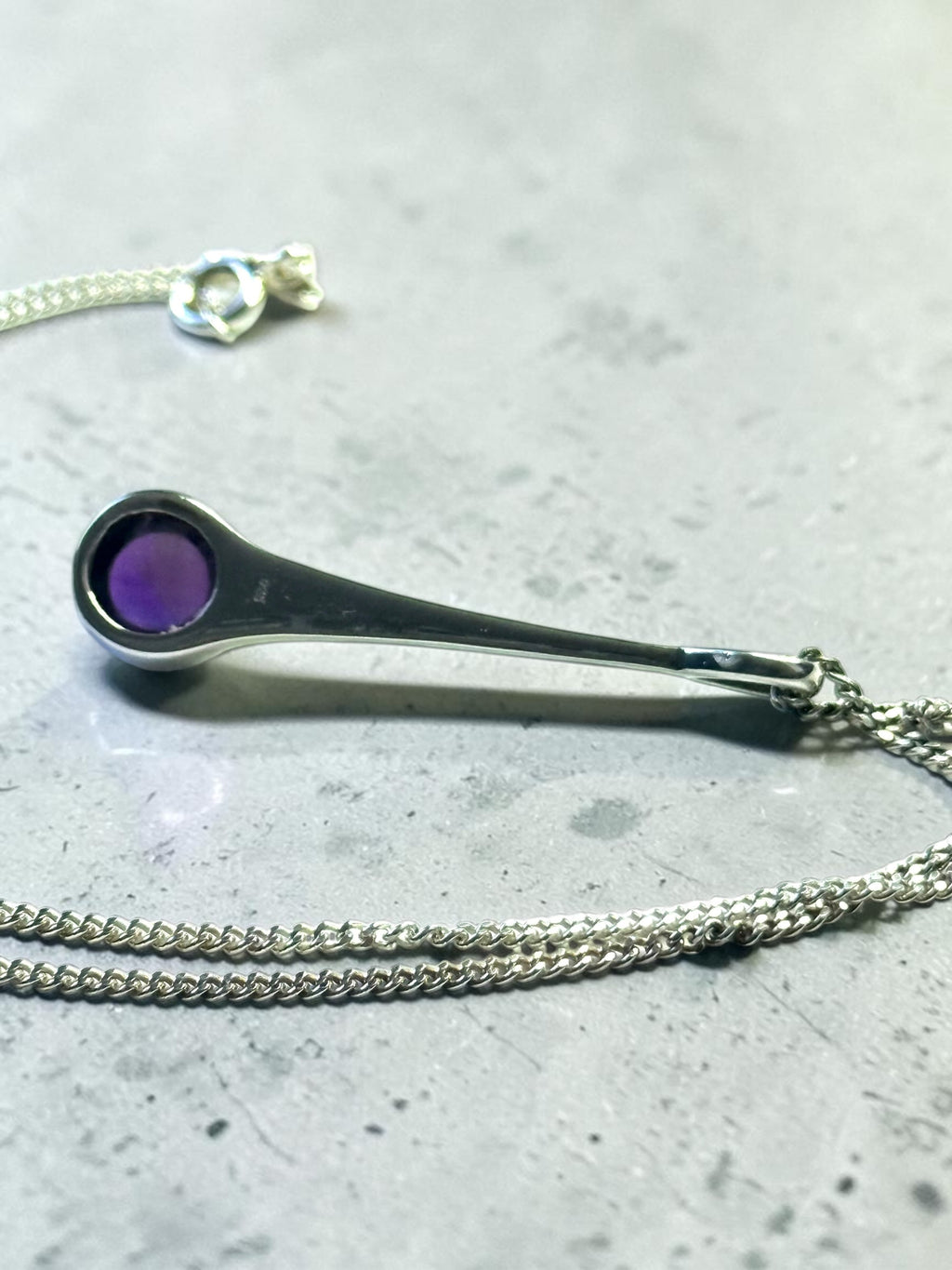 New Amethyst Drop Pendant & Chain 925 Silver